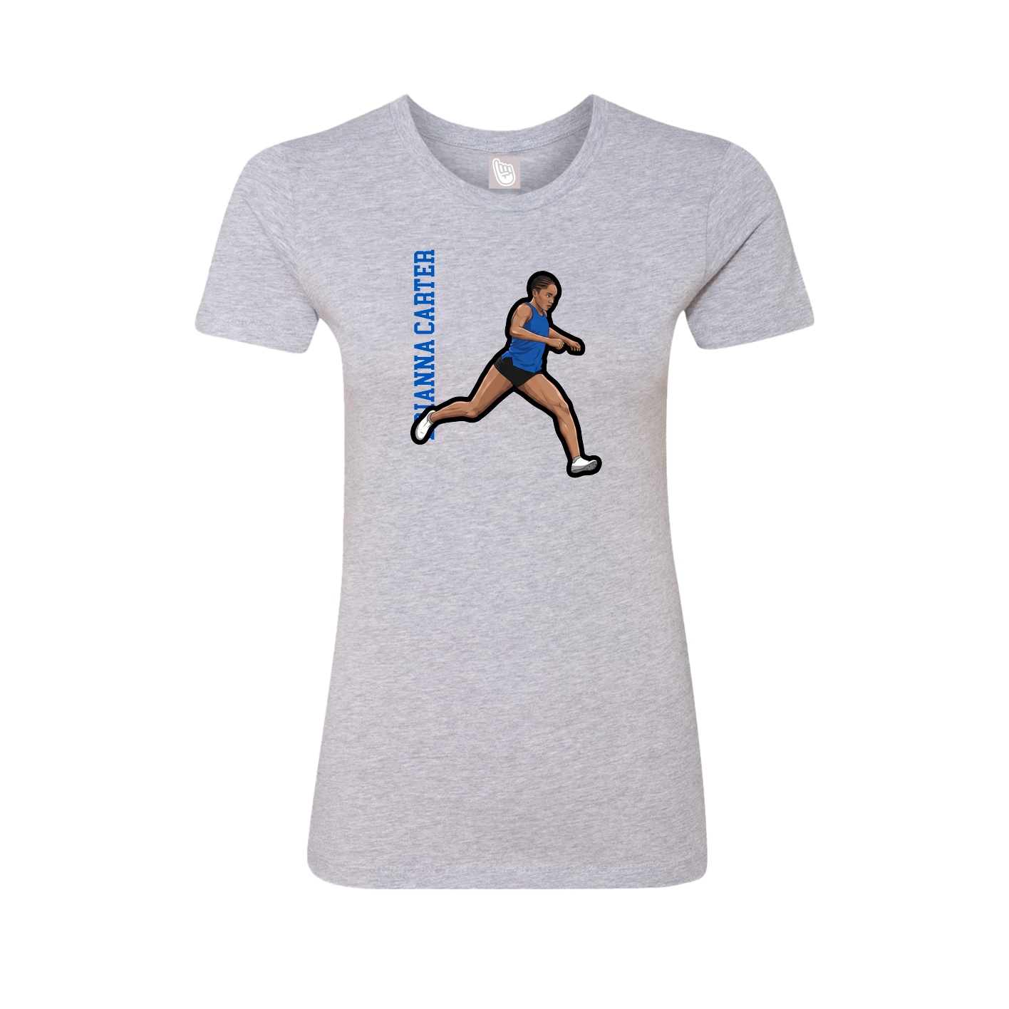 Womens Tee — Name Vertical in Grey