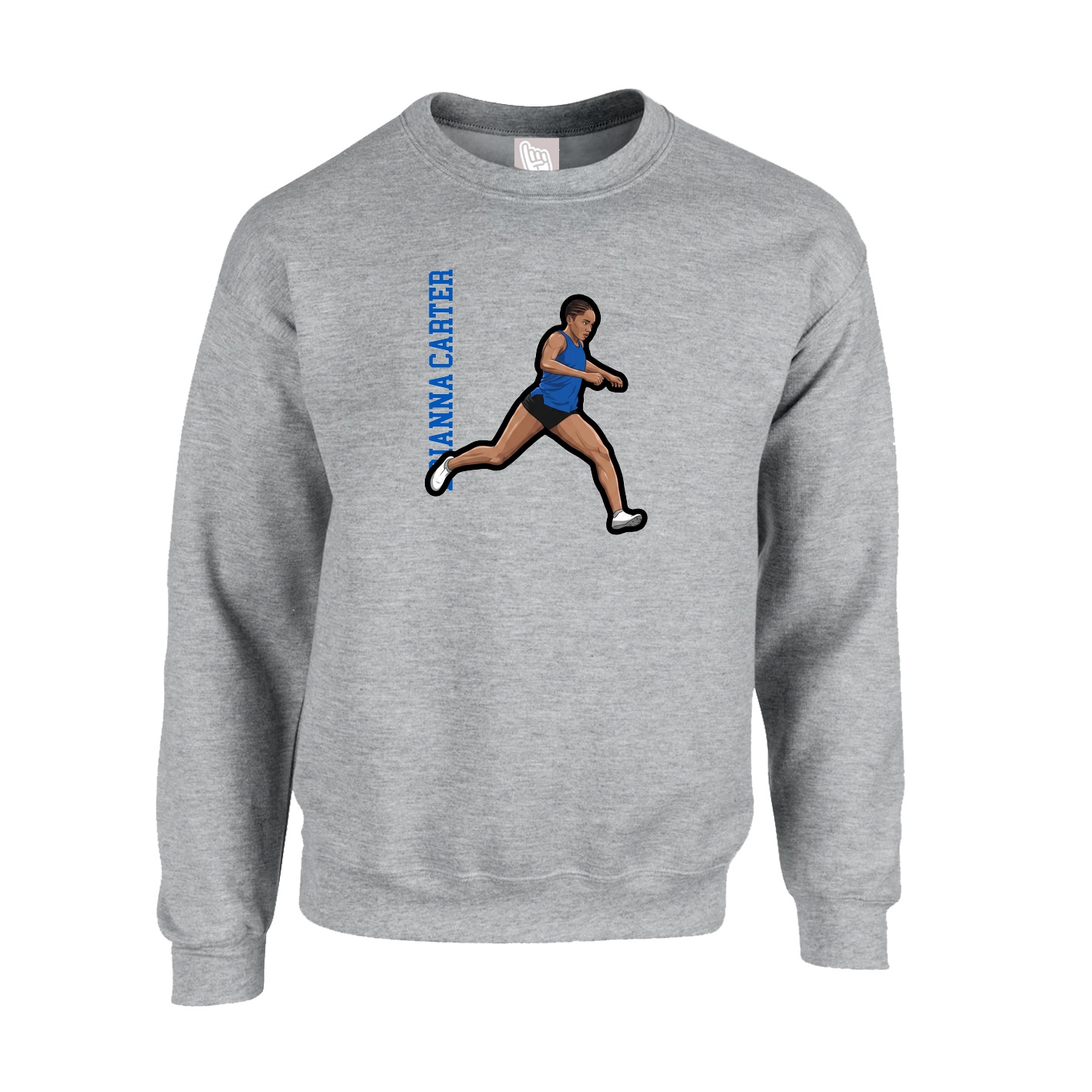 Fleece Crew — Name Vertical in Grey