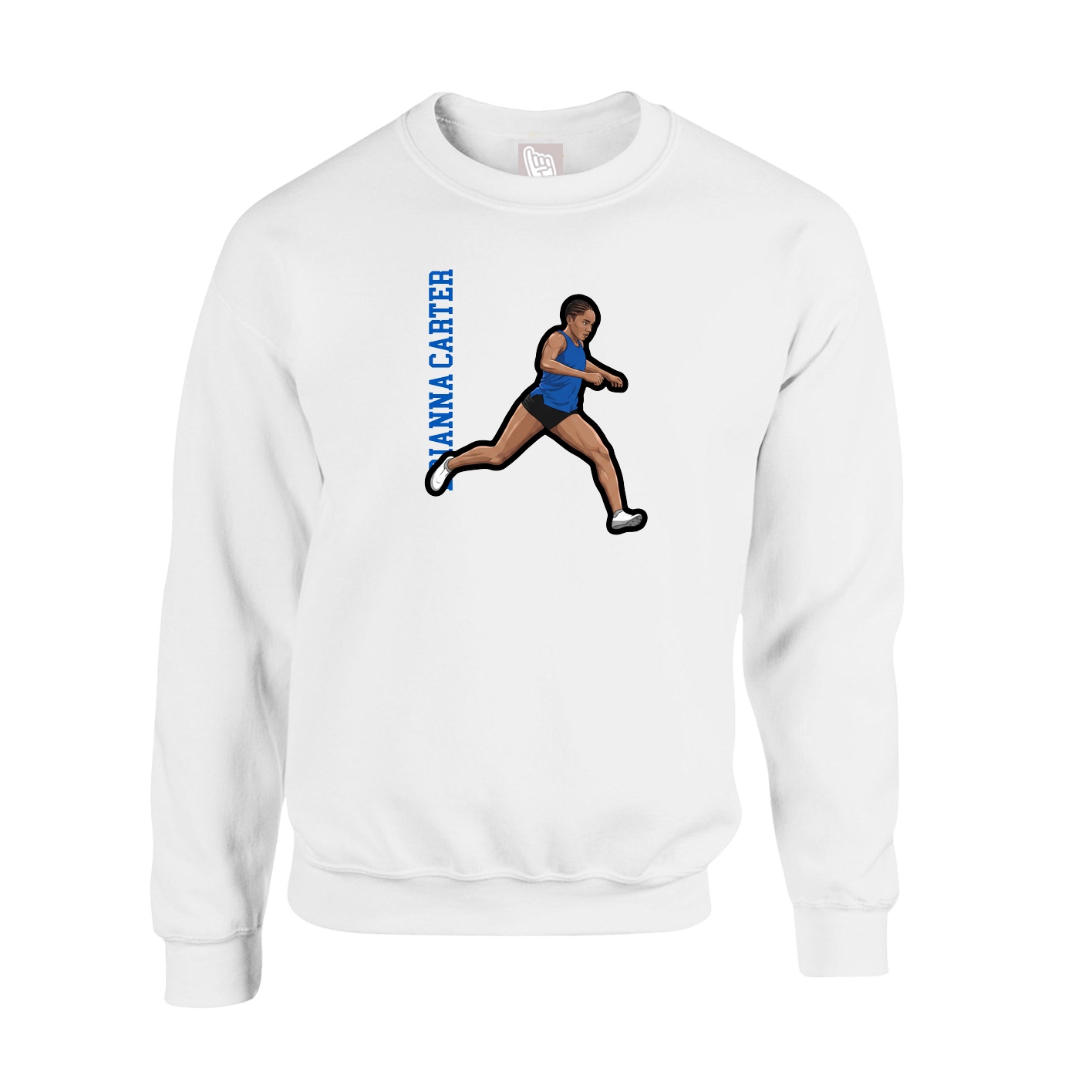 Fleece Crew — Name Vertical in White