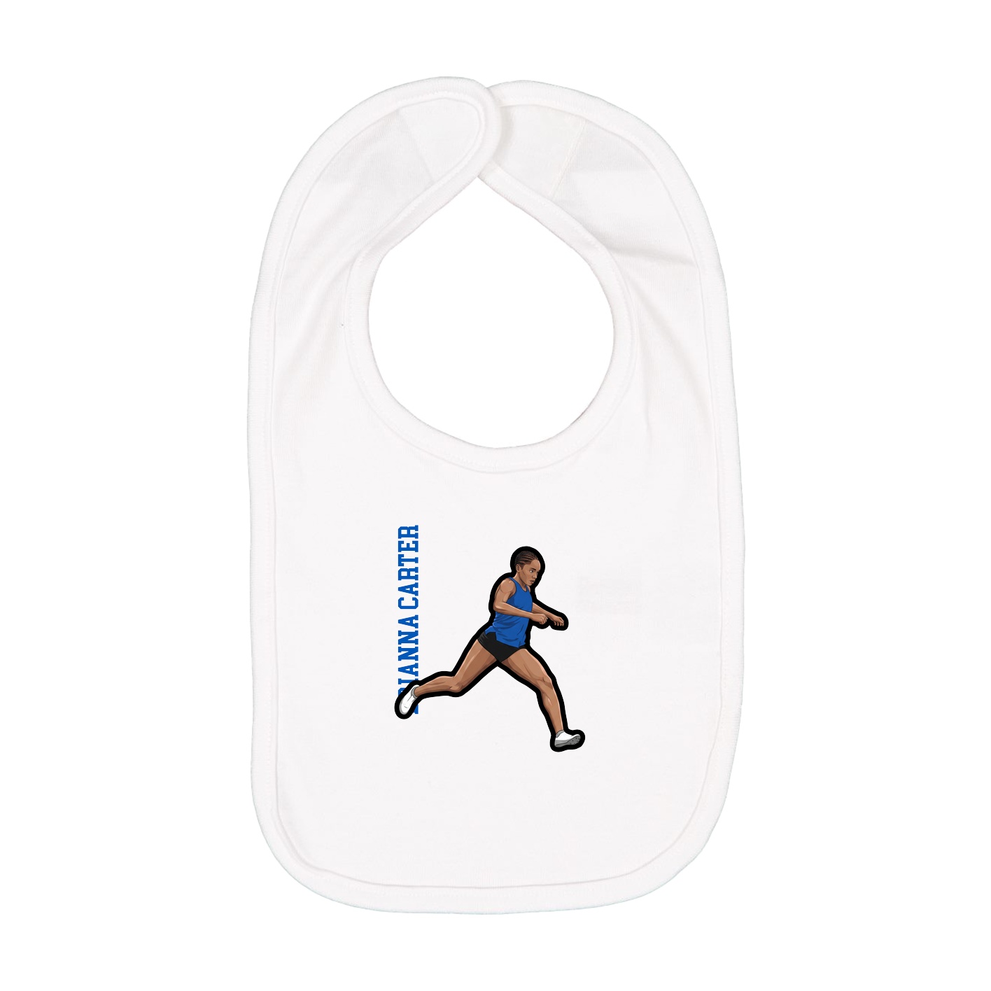 Infant Bib — Name Vertical in White