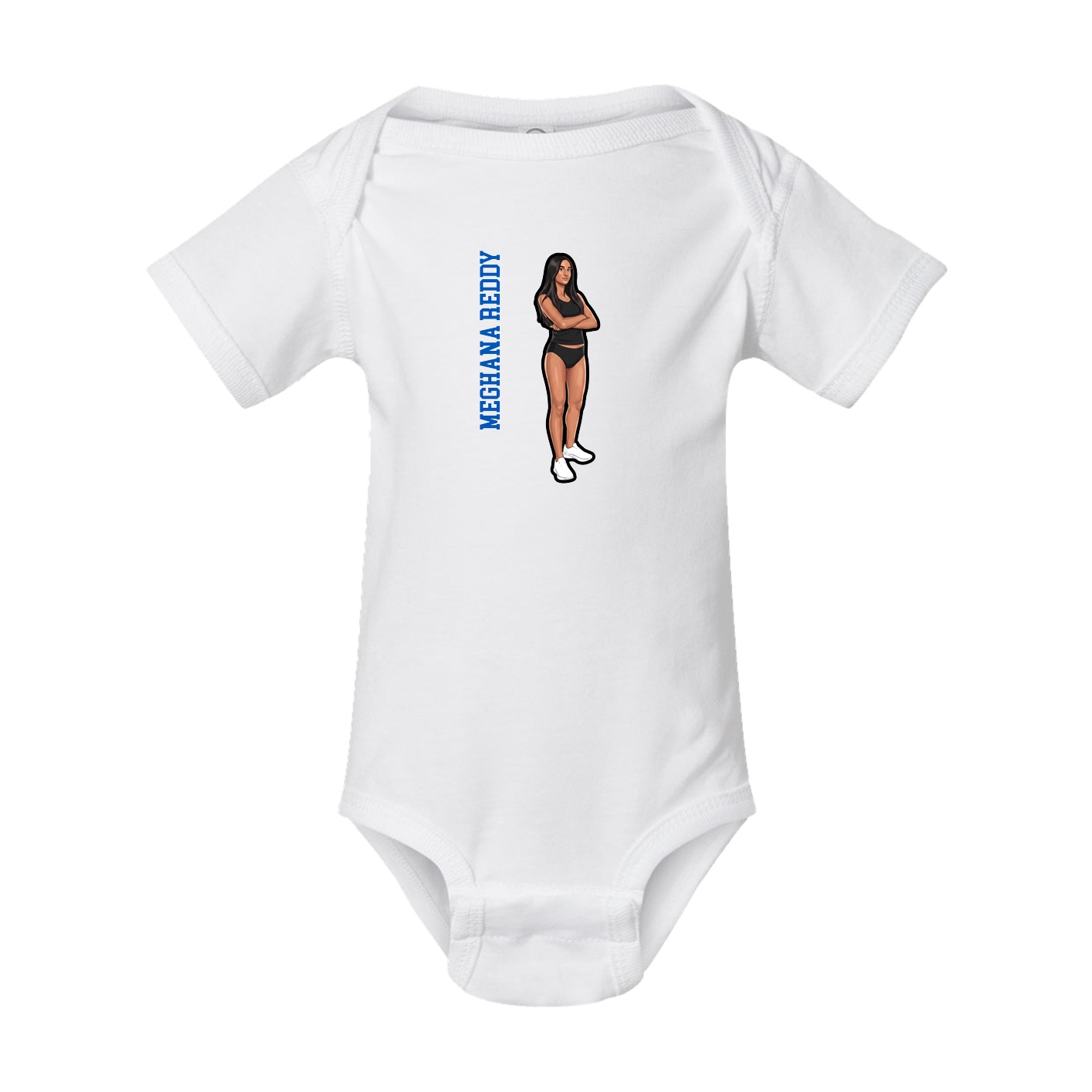 Baby Onesie — Name Vertical in White