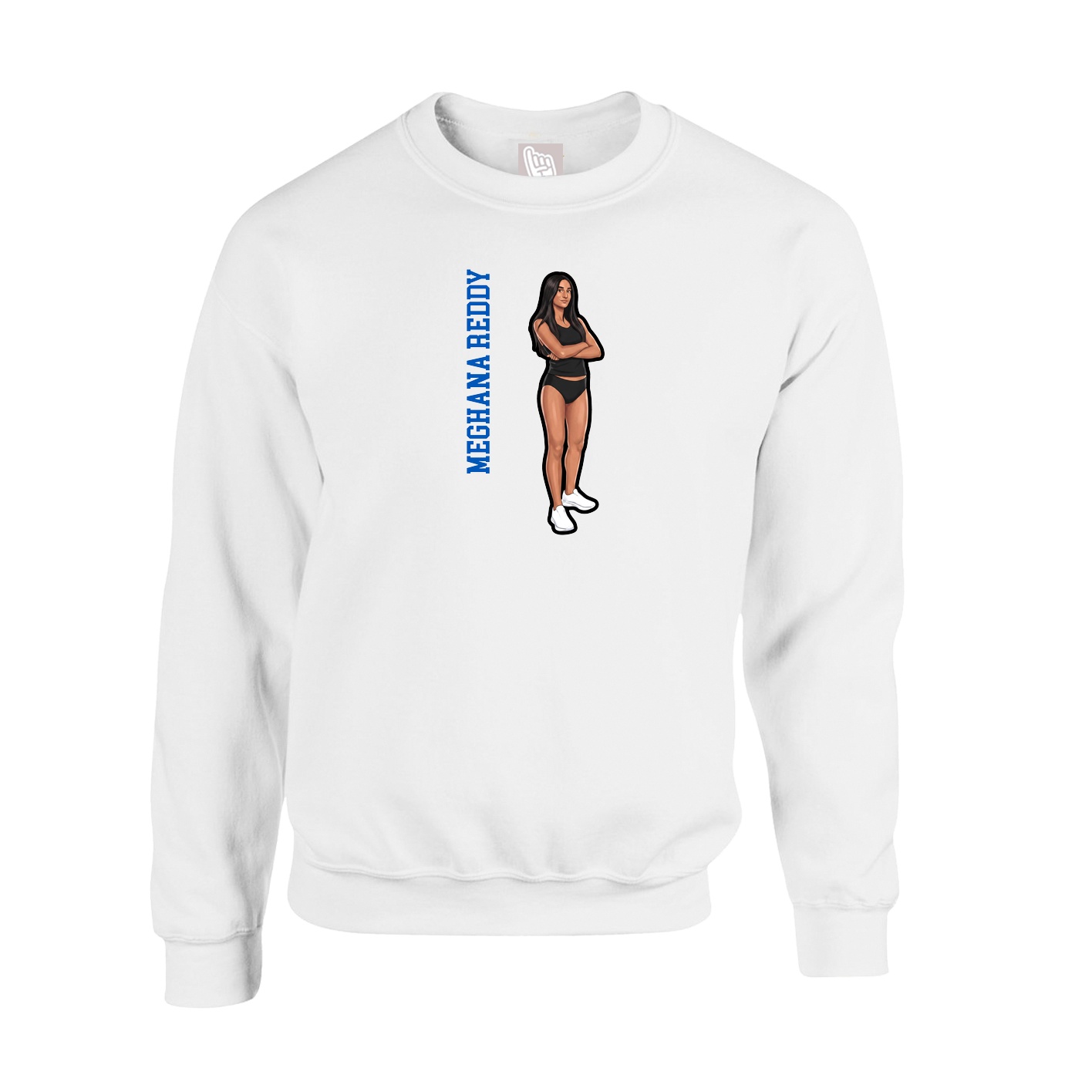 Fleece Crew — Name Vertical in White