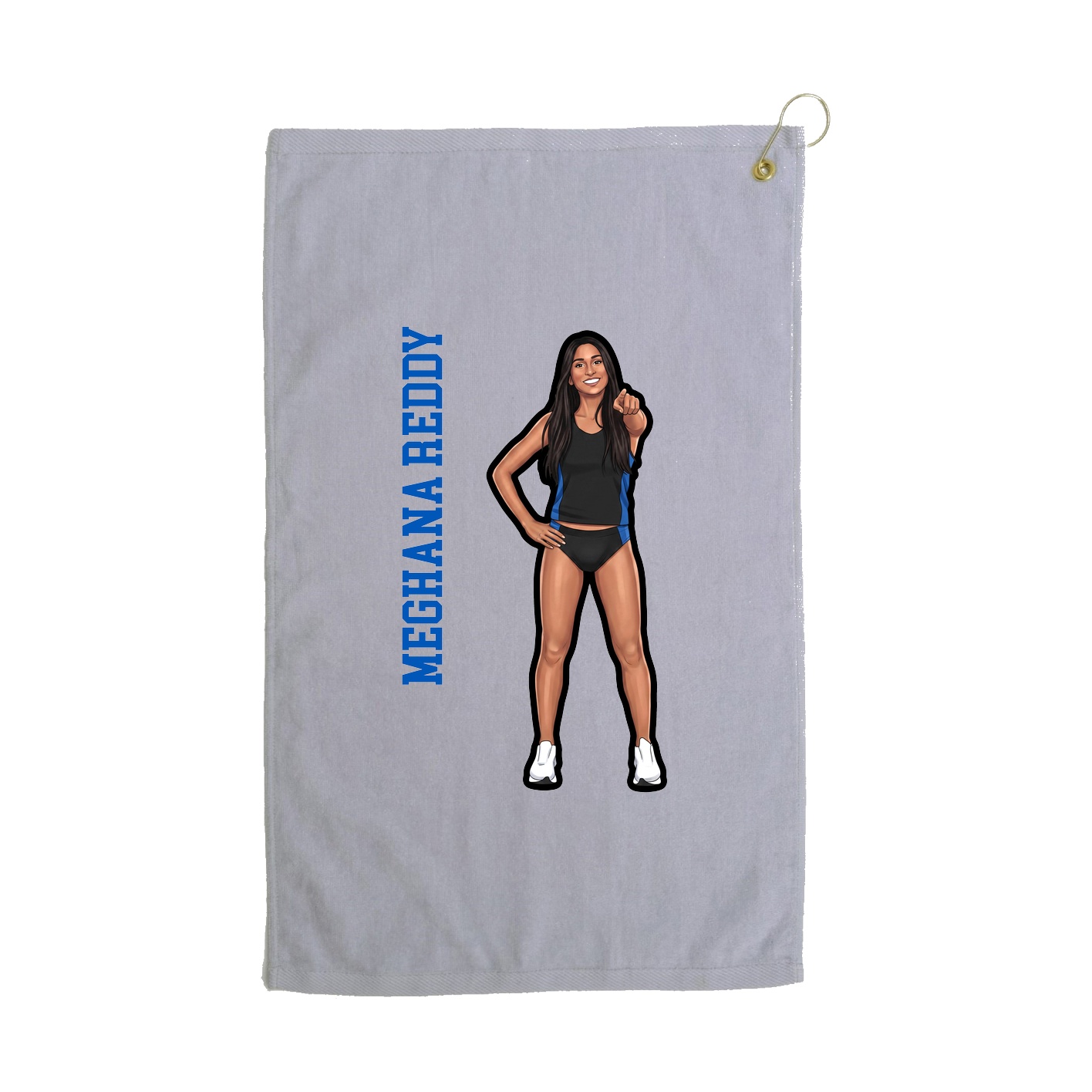 Golf Towel — Name Vertical in Grey