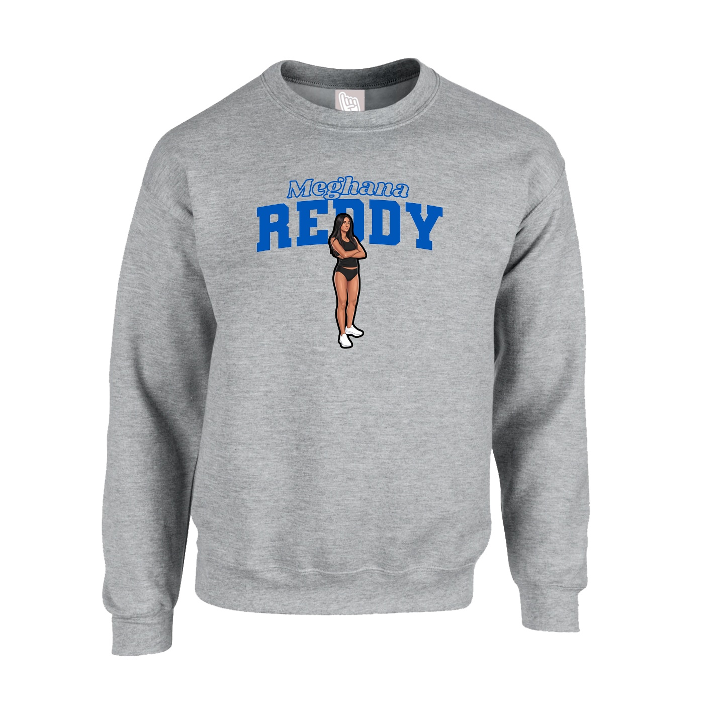Fleece Crew — Name Arch in Grey