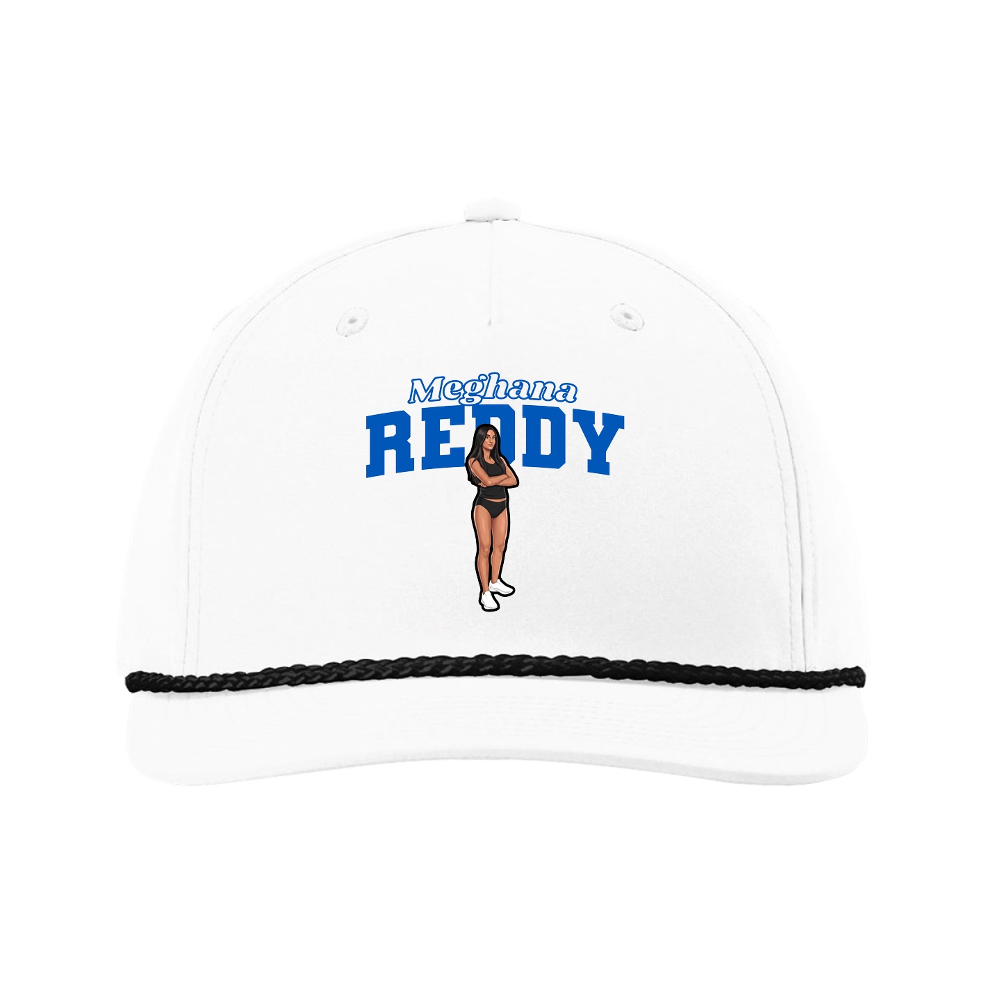 Five-Panel Classic Rope Cap — Name Arch in White