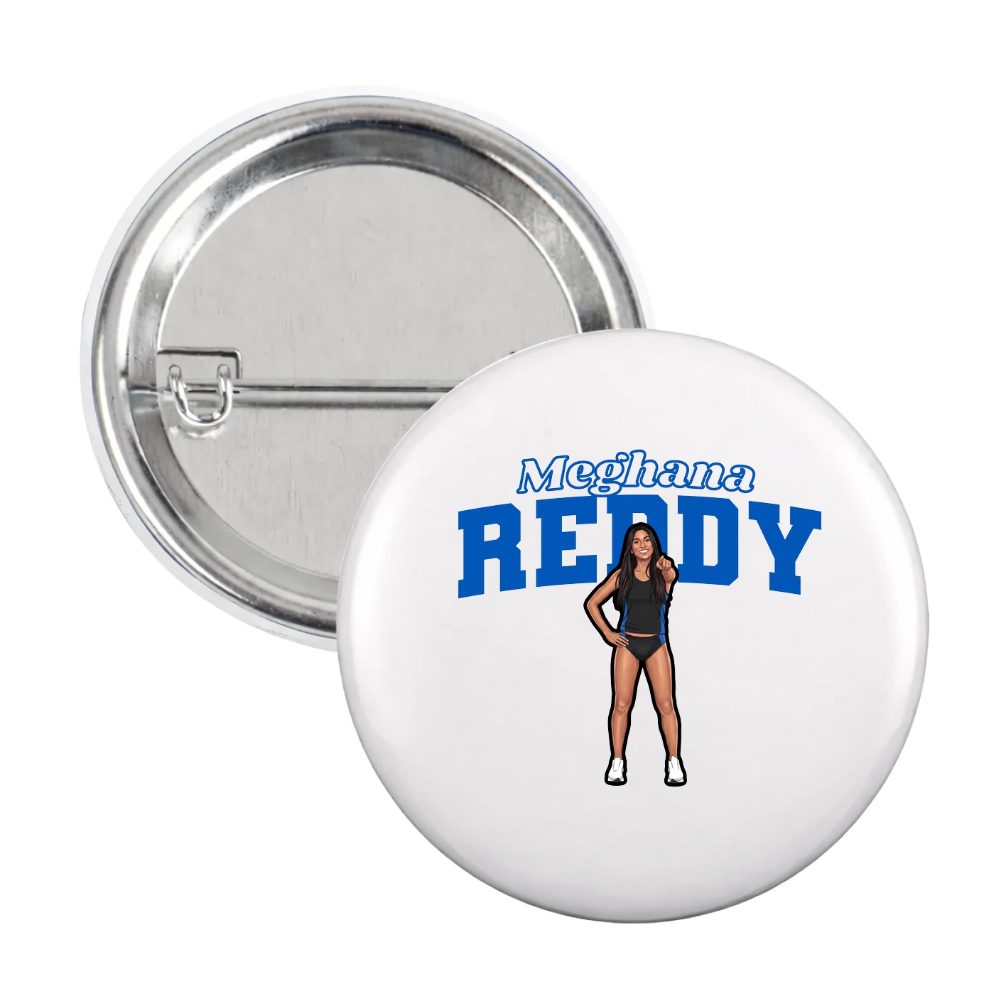 Game Day Button — Name Arch in White