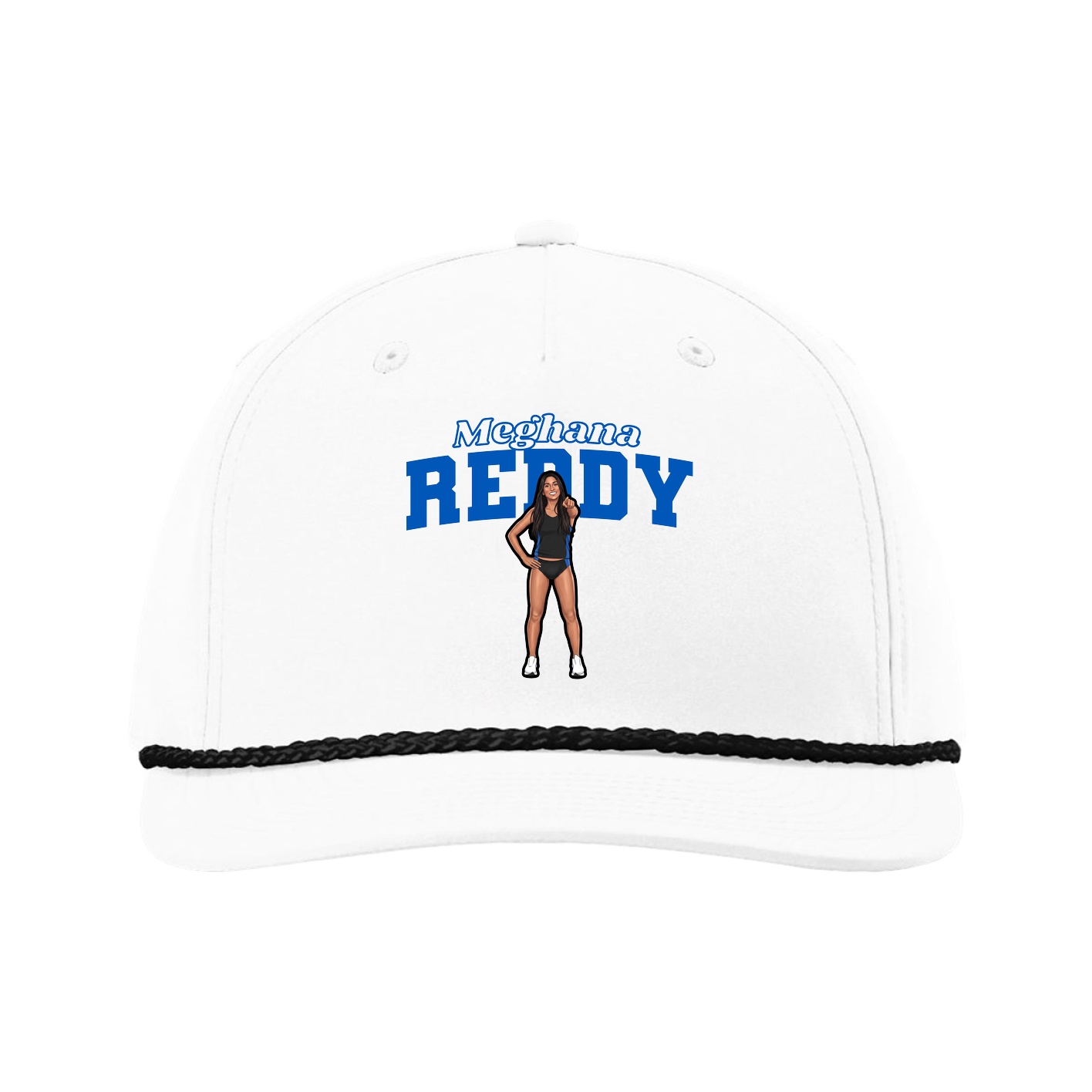 Five-Panel Classic Rope Cap — Name Arch in White