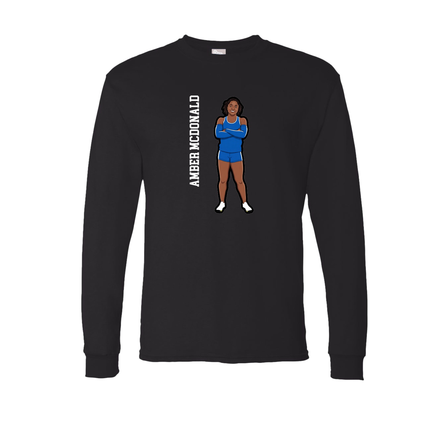 Long Sleeve Tee — Name Vertical in Black