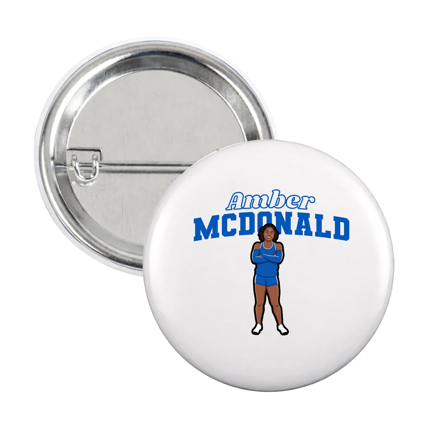 Game Day Button — Name Arch in White
