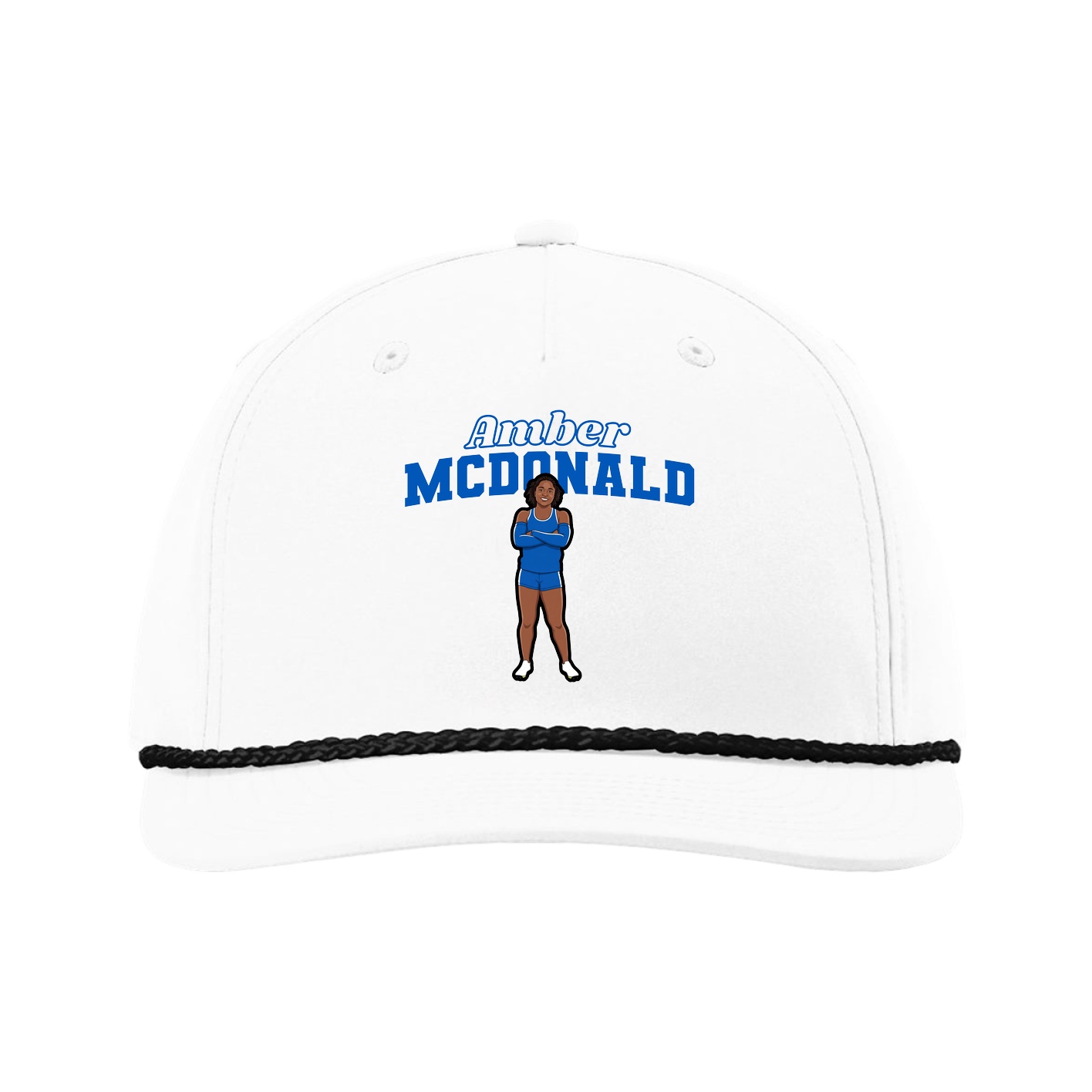 Five-Panel Classic Rope Cap — Name Arch in White