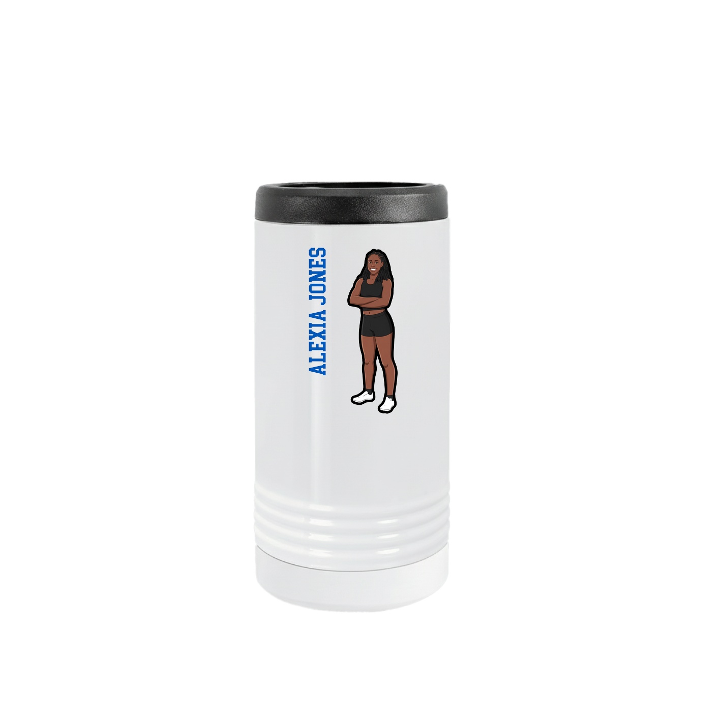Slim Beverage Holder — Name Vertical in White