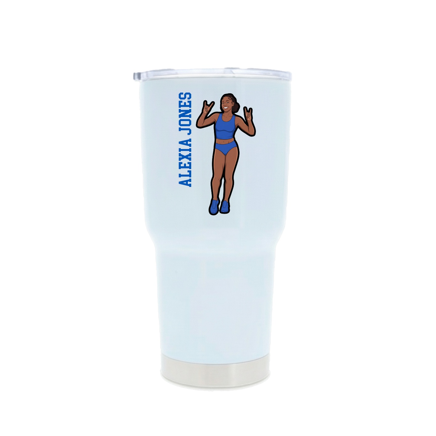 30oz Stainless Steel Tumbler — Name Vertical in White