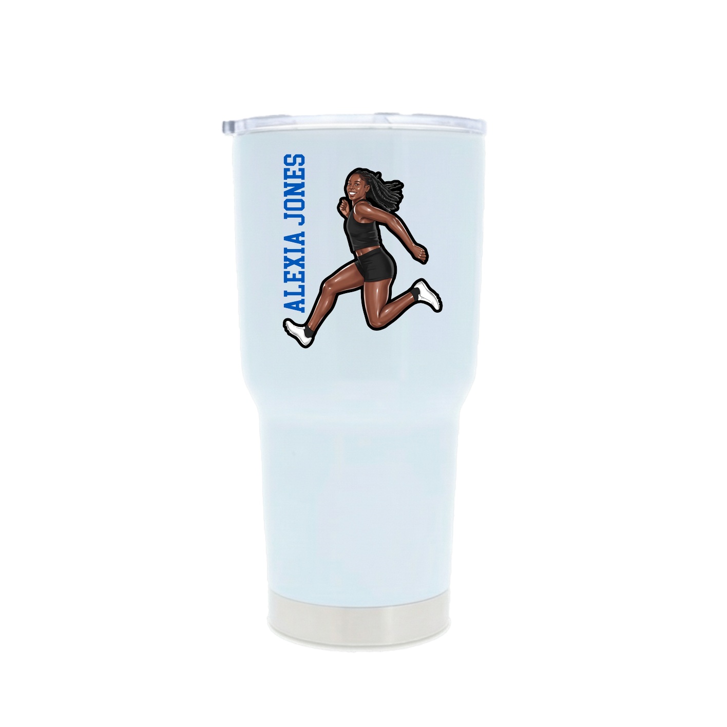 30oz Stainless Steel Tumbler — Name Vertical in White