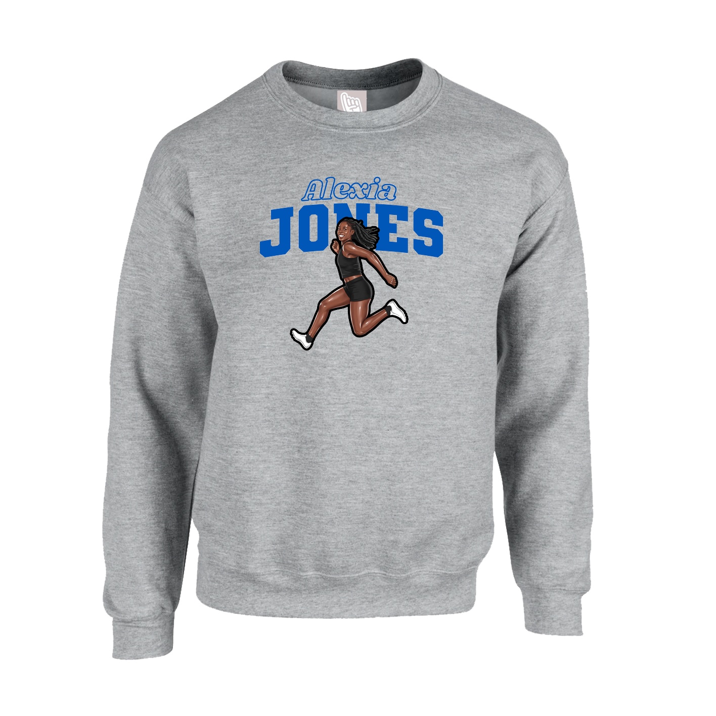 Fleece Crew — Name Arch in Grey