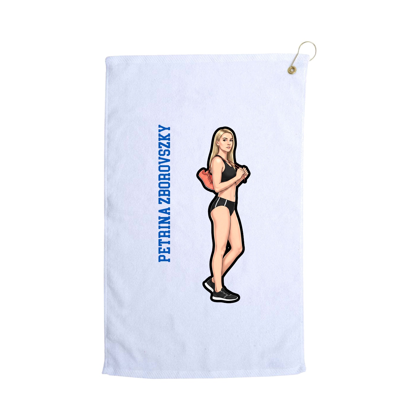 Golf Towel — Name Vertical in White