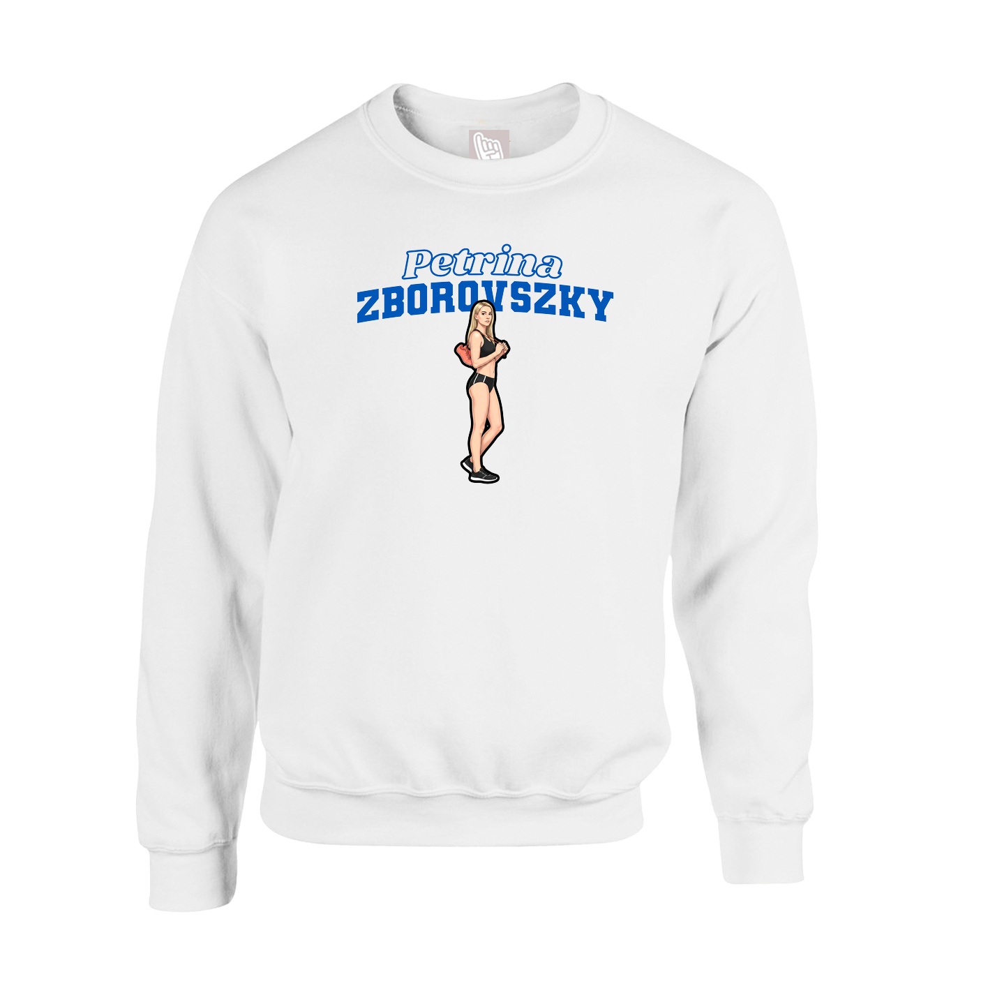 Fleece Crew — Name Arch in White