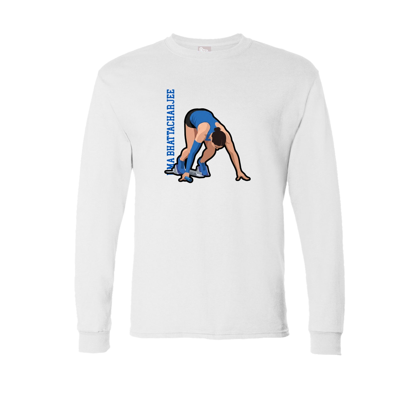 Long Sleeve Tee — Name Vertical in White