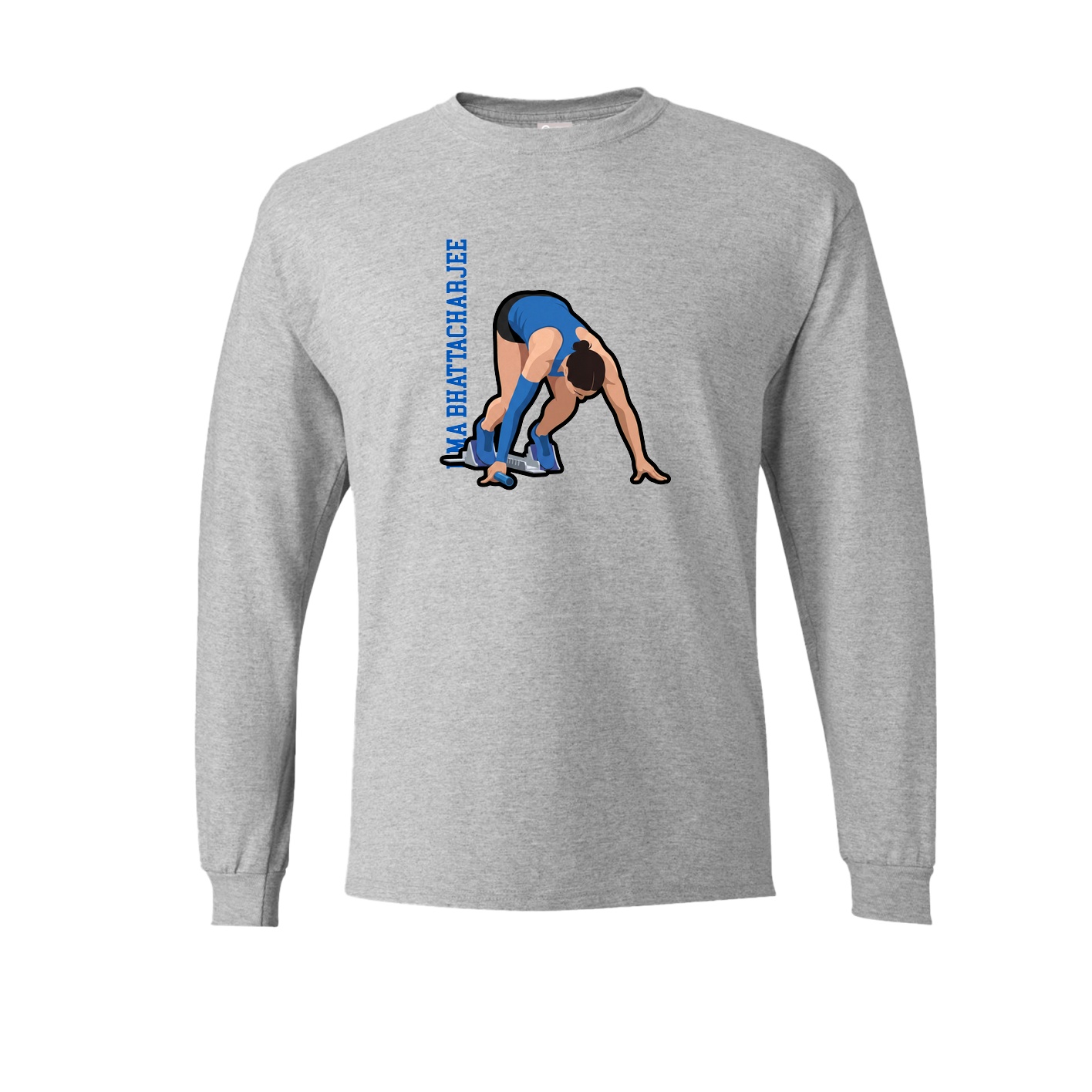 Long Sleeve Tee — Name Vertical in Grey