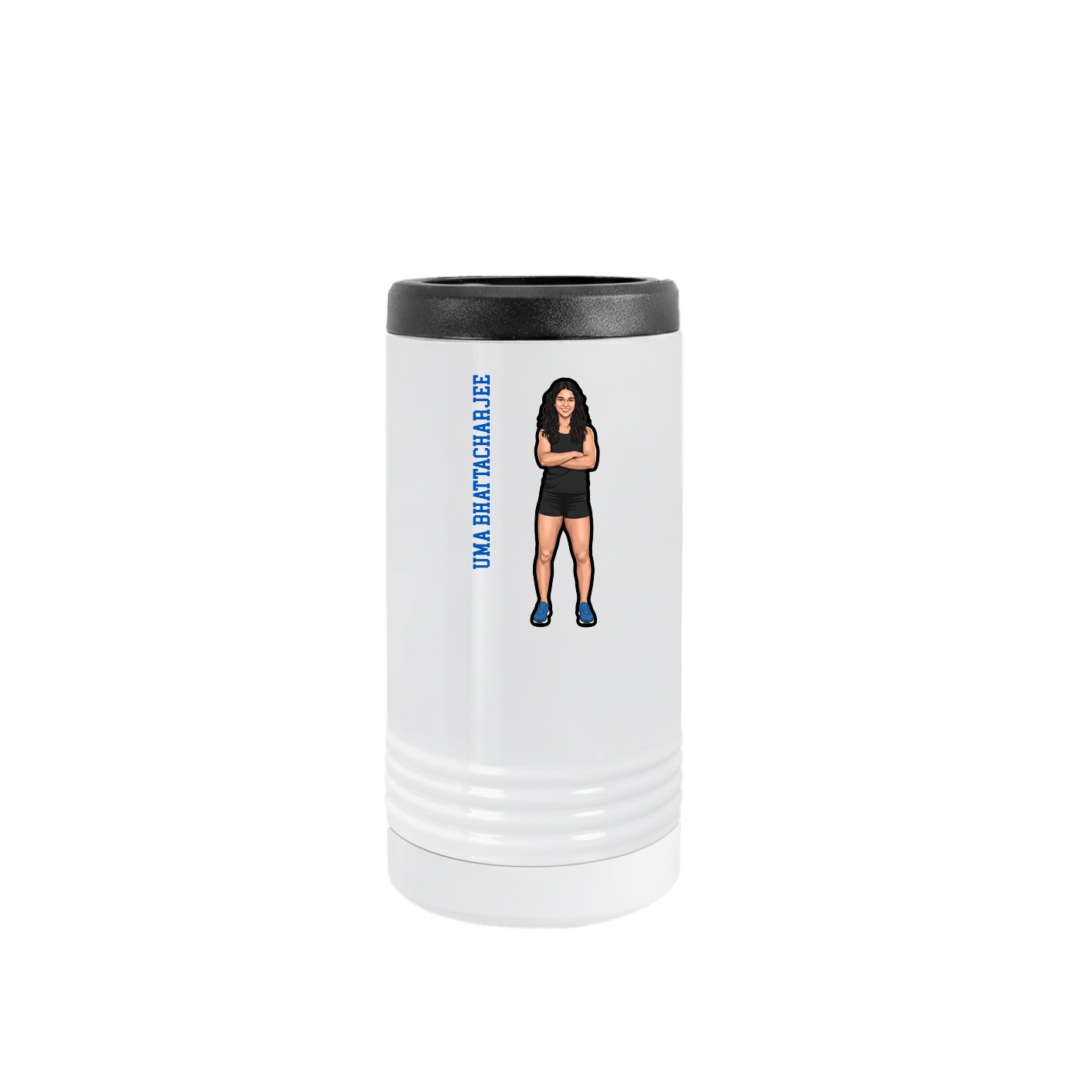 Slim Beverage Holder — Name Vertical in White