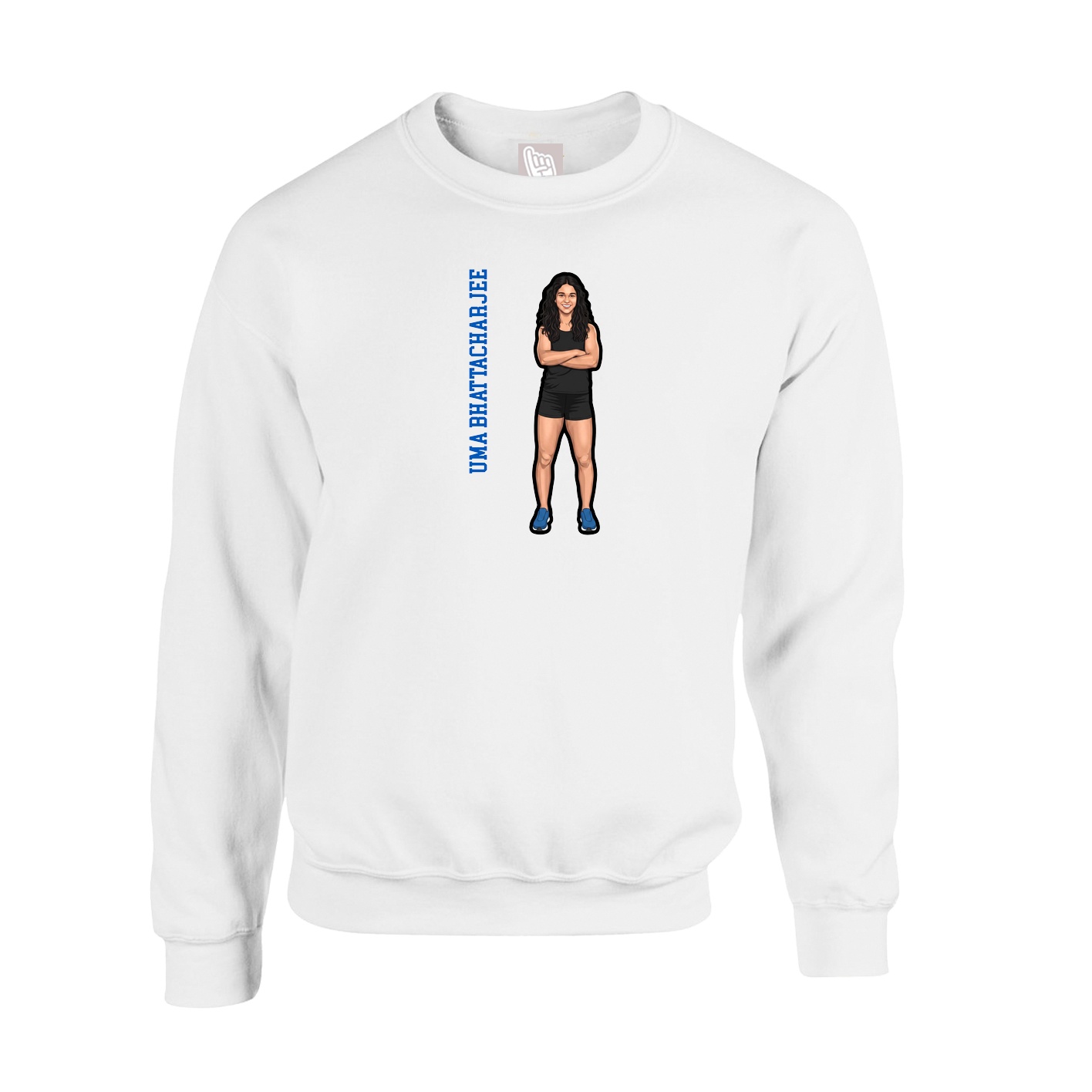 Fleece Crew — Name Vertical in White