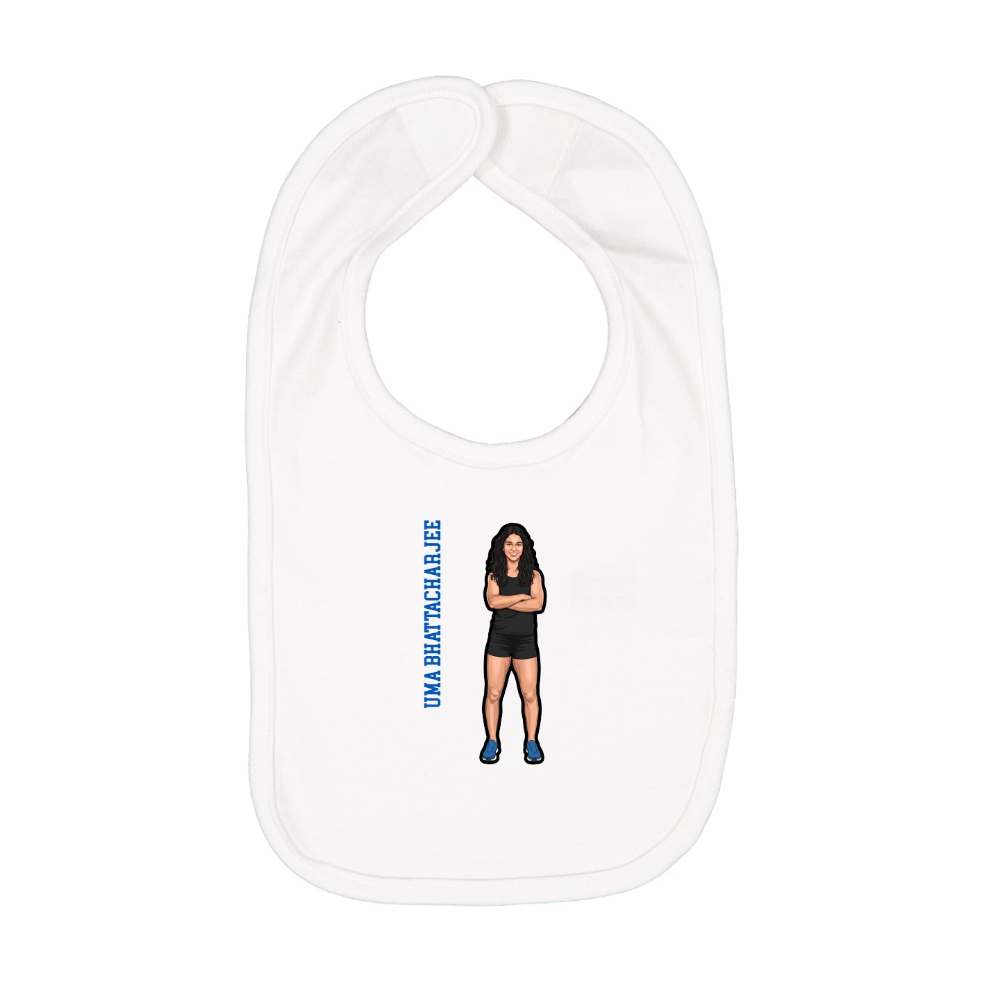 Infant Bib — Name Vertical in White