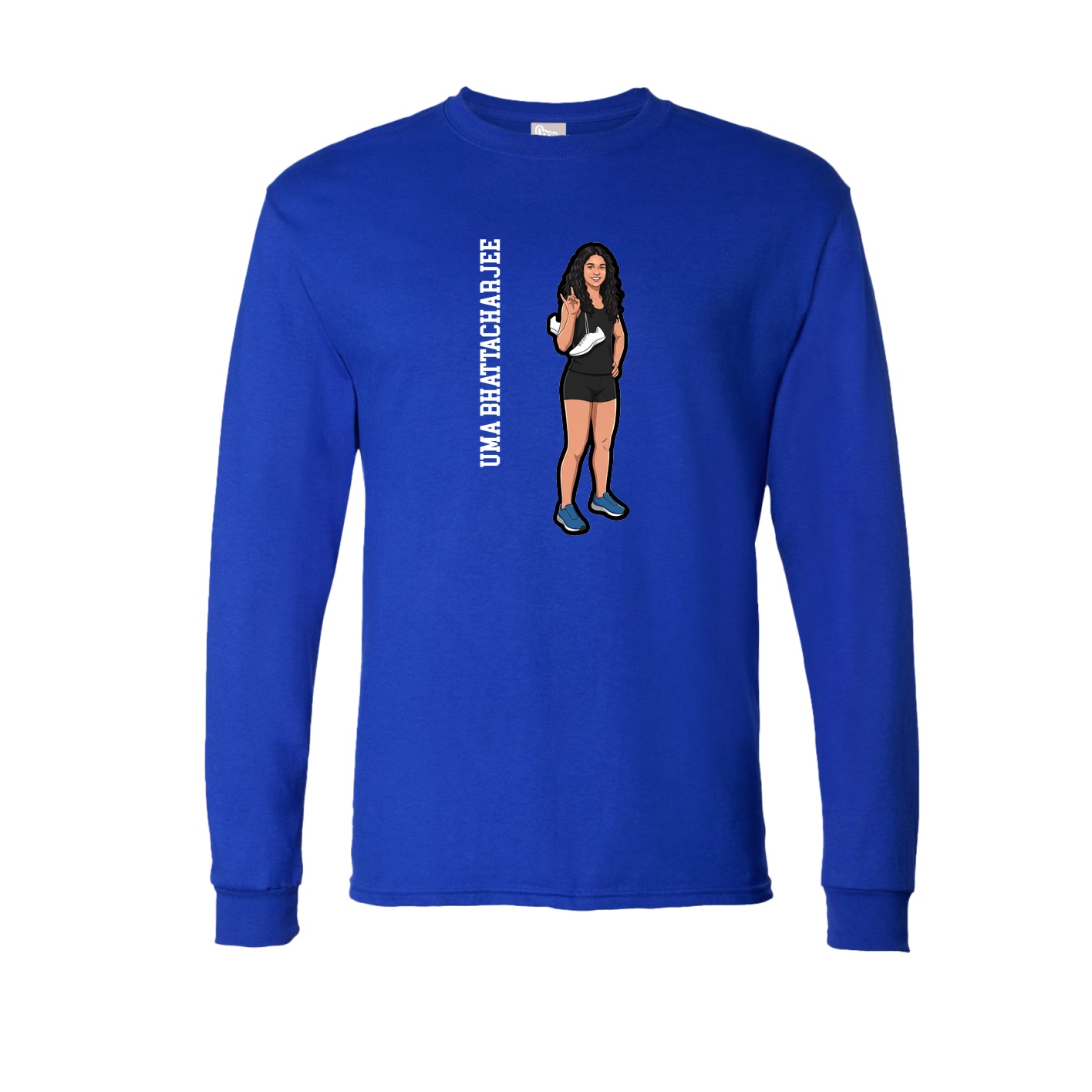 Long Sleeve Tee — Name Vertical in Royal