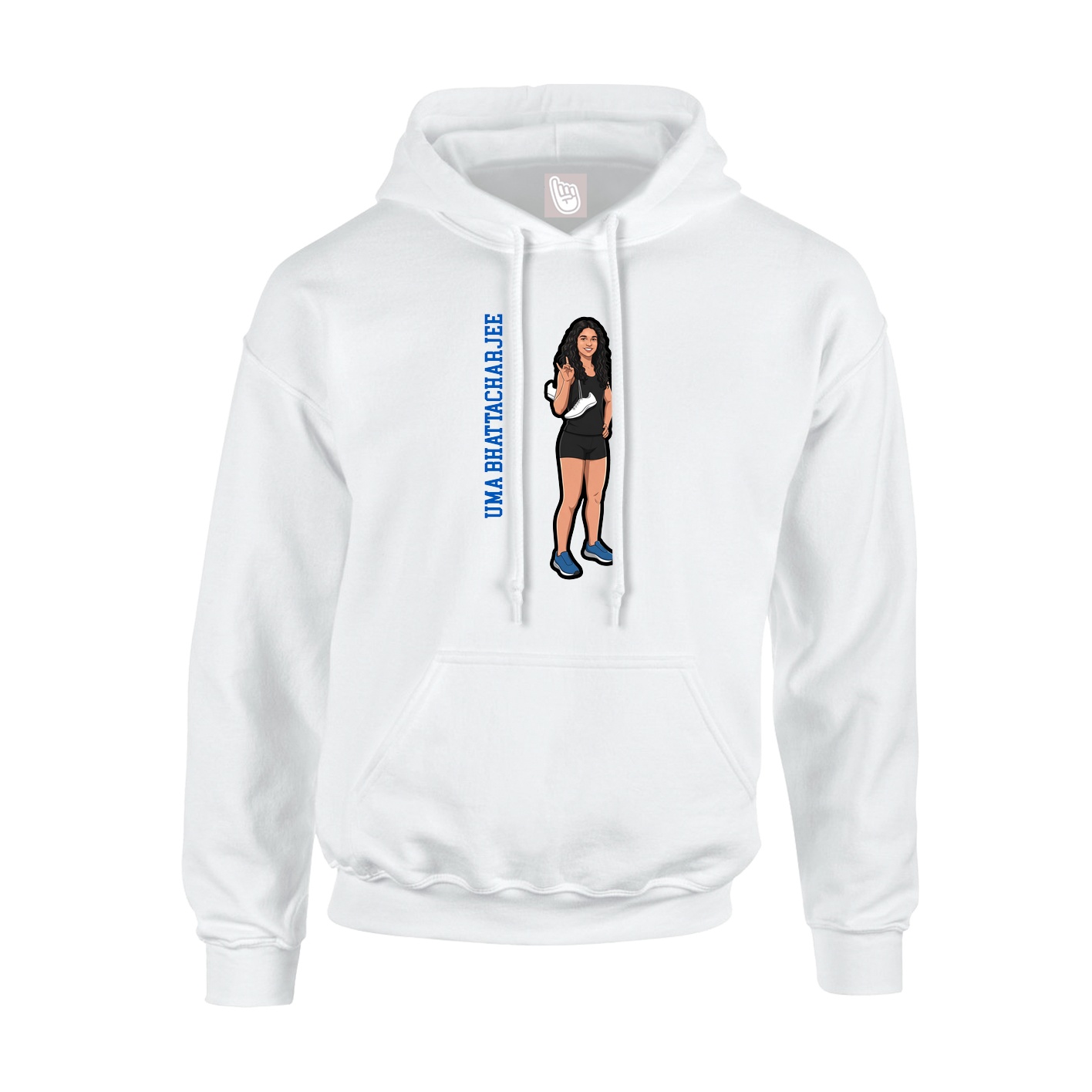Youth Hoodie — Name Vertical in White