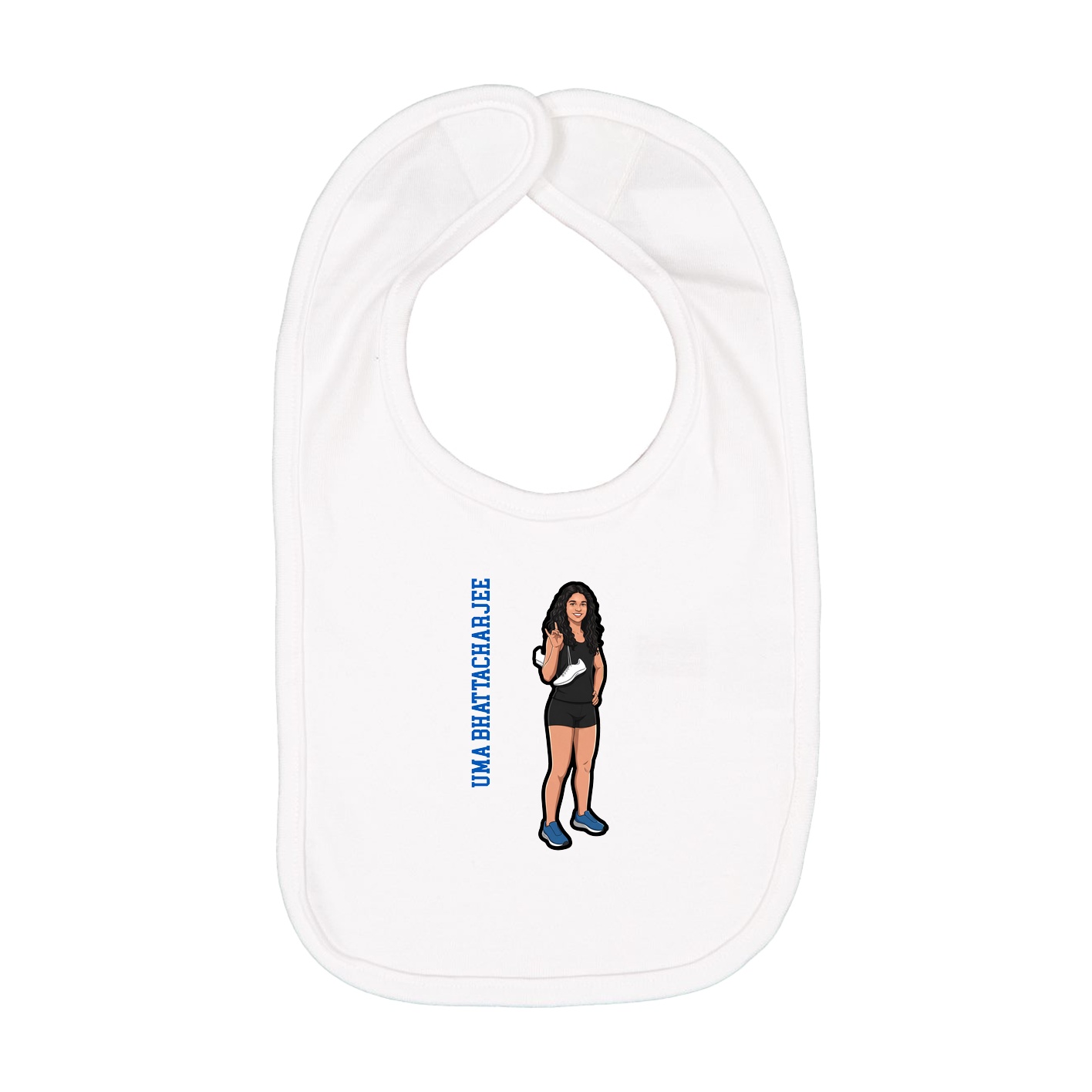 Infant Bib — Name Vertical in White