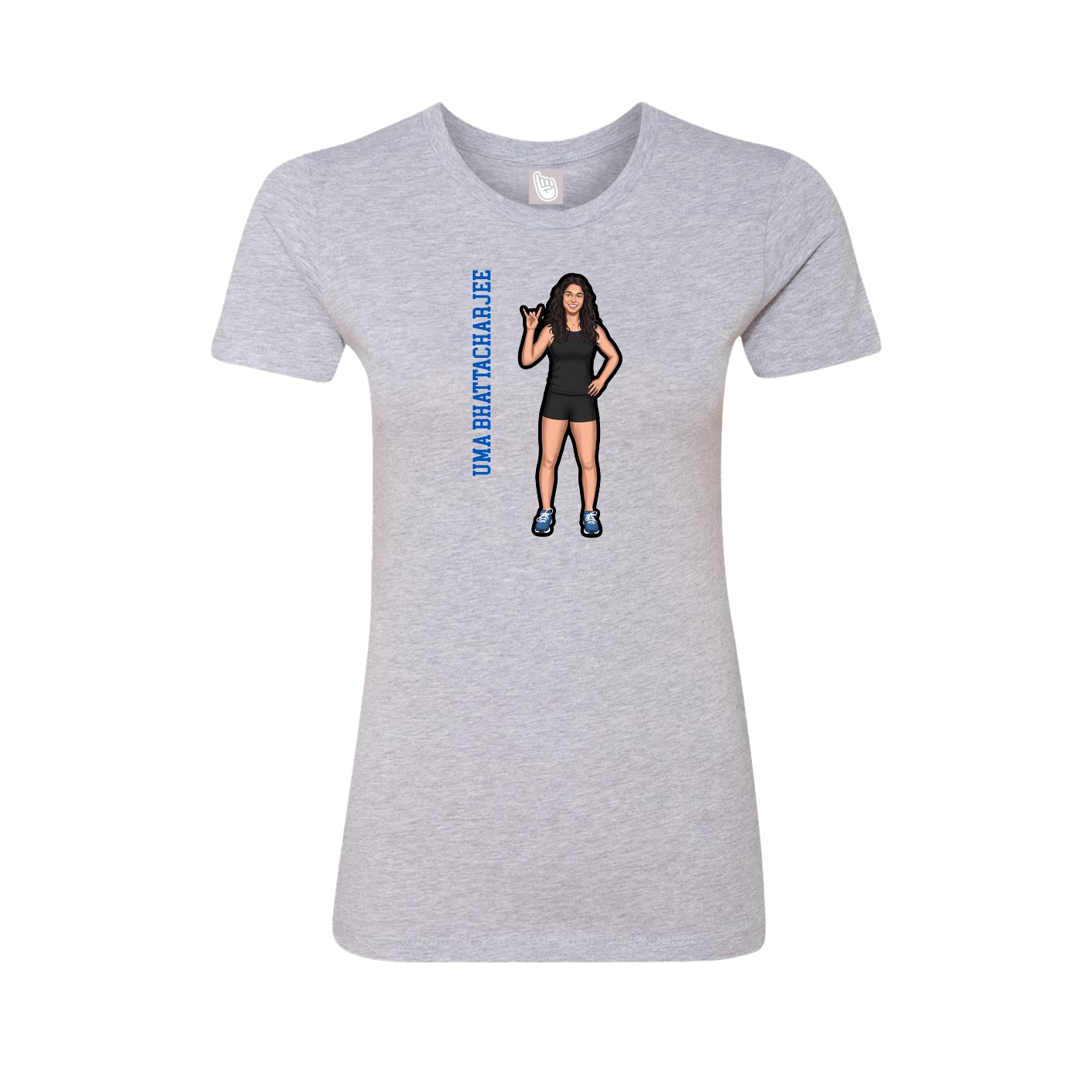 Womens Tee — Name Vertical in Grey
