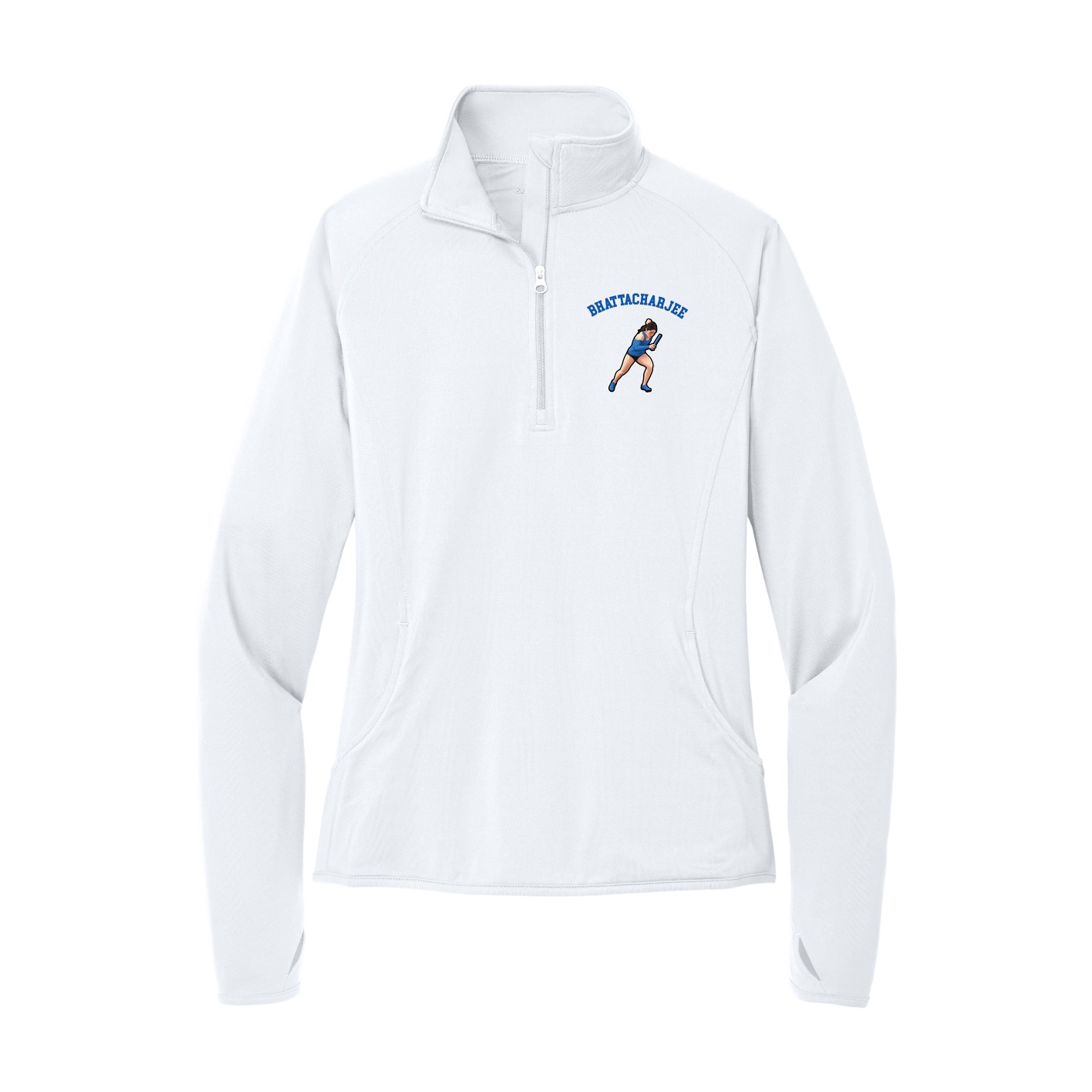 Women's Q-Zip Pullover — Shirsey Arch in White