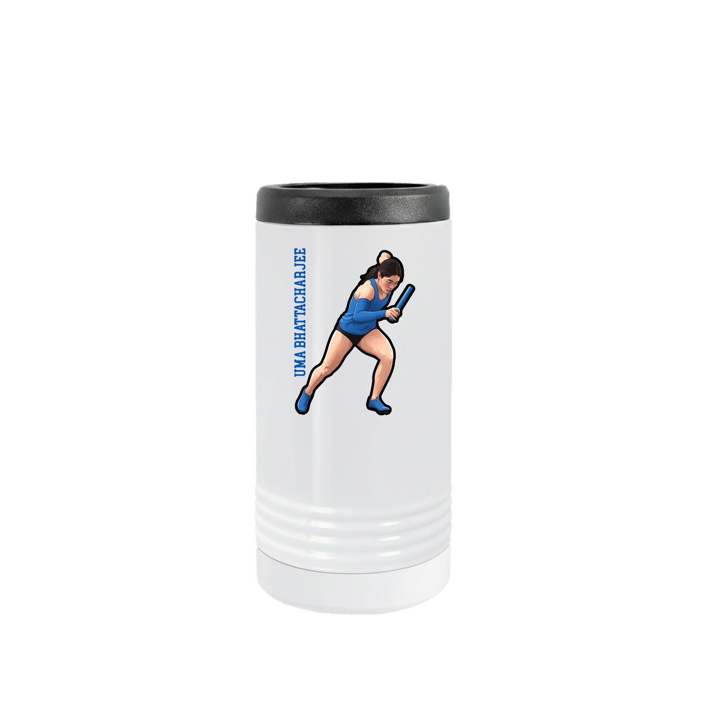 Slim Beverage Holder — Name Vertical in White