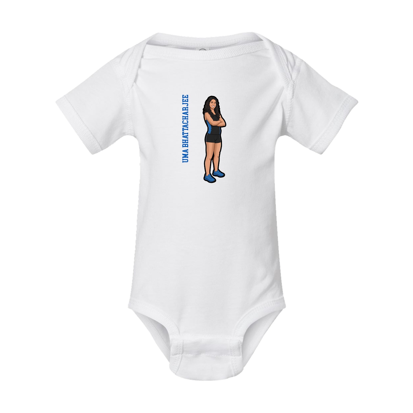Baby Onesie — Name Vertical in White
