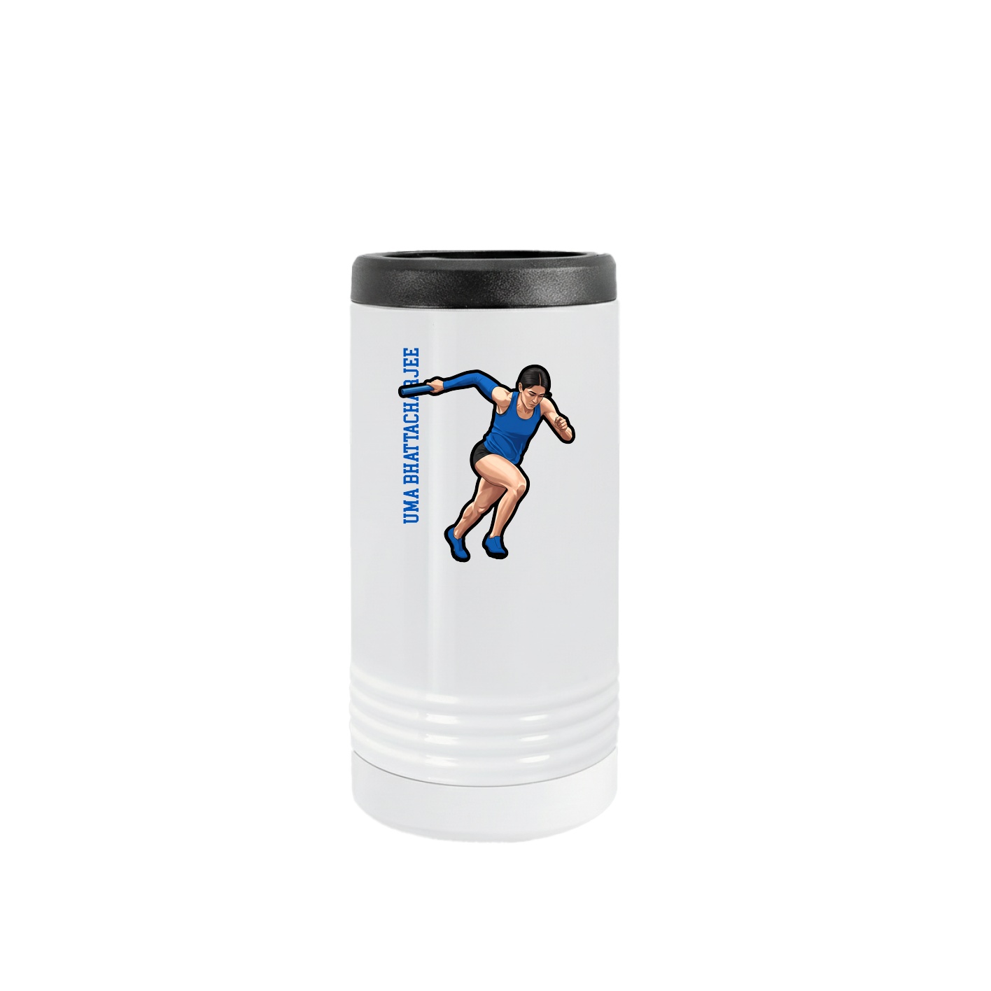 Slim Beverage Holder — Name Vertical in White