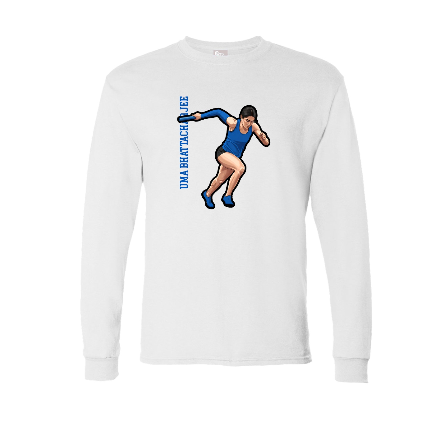Long Sleeve Tee — Name Vertical in White