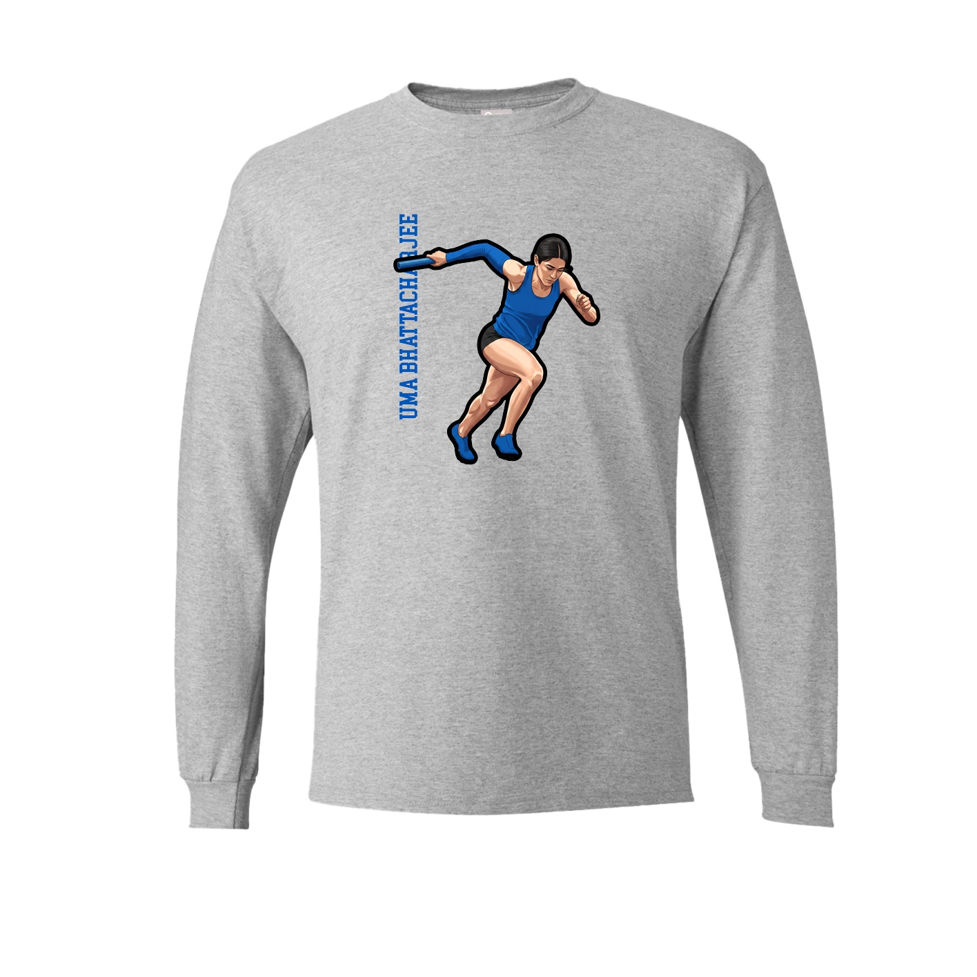 Long Sleeve Tee — Name Vertical in Grey
