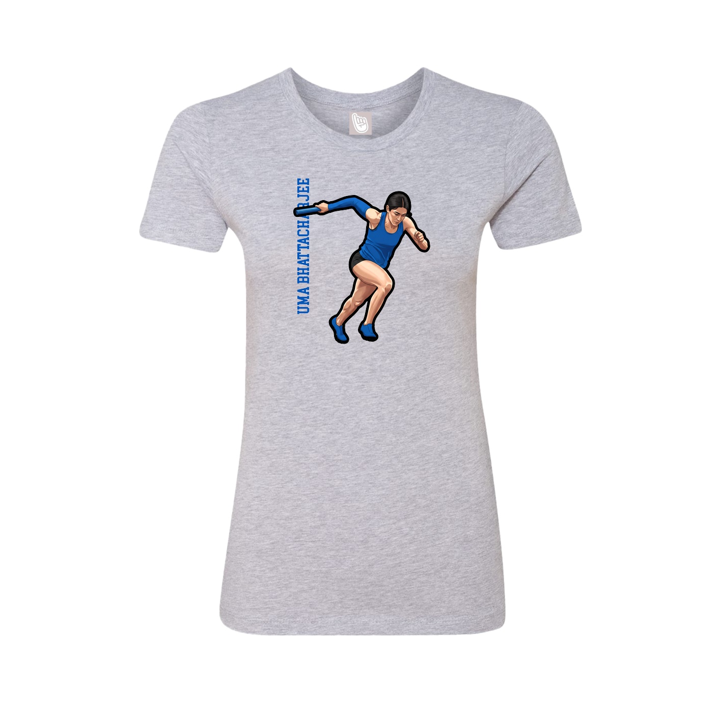 Fitted Women's Tee — Name Vertical in Grey
