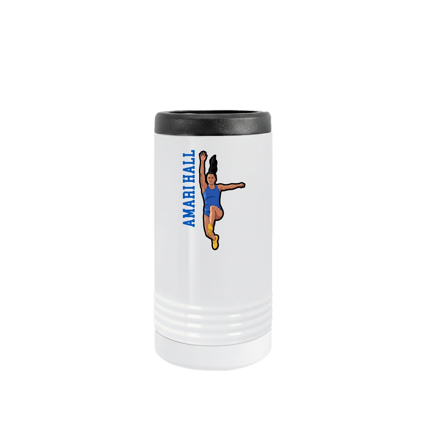 Slim Beverage Holder — Name Vertical in White