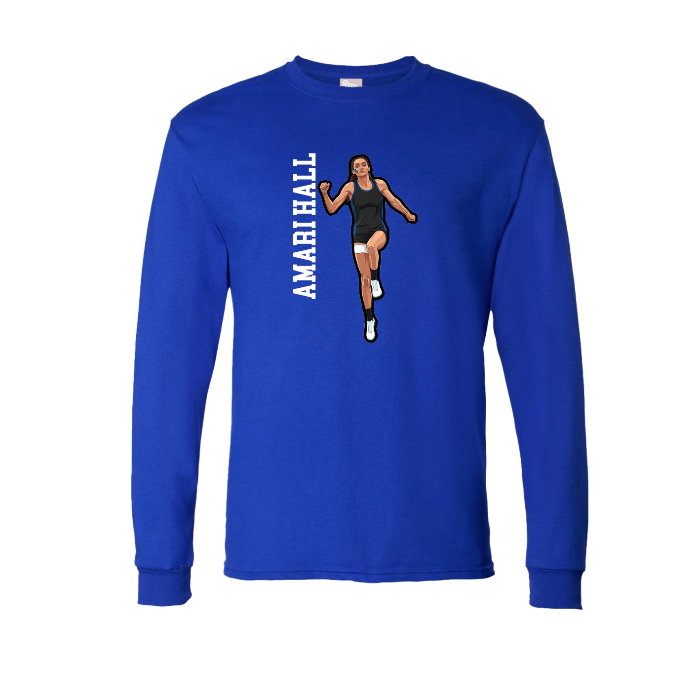 Long Sleeve Tee — Name Vertical in Royal