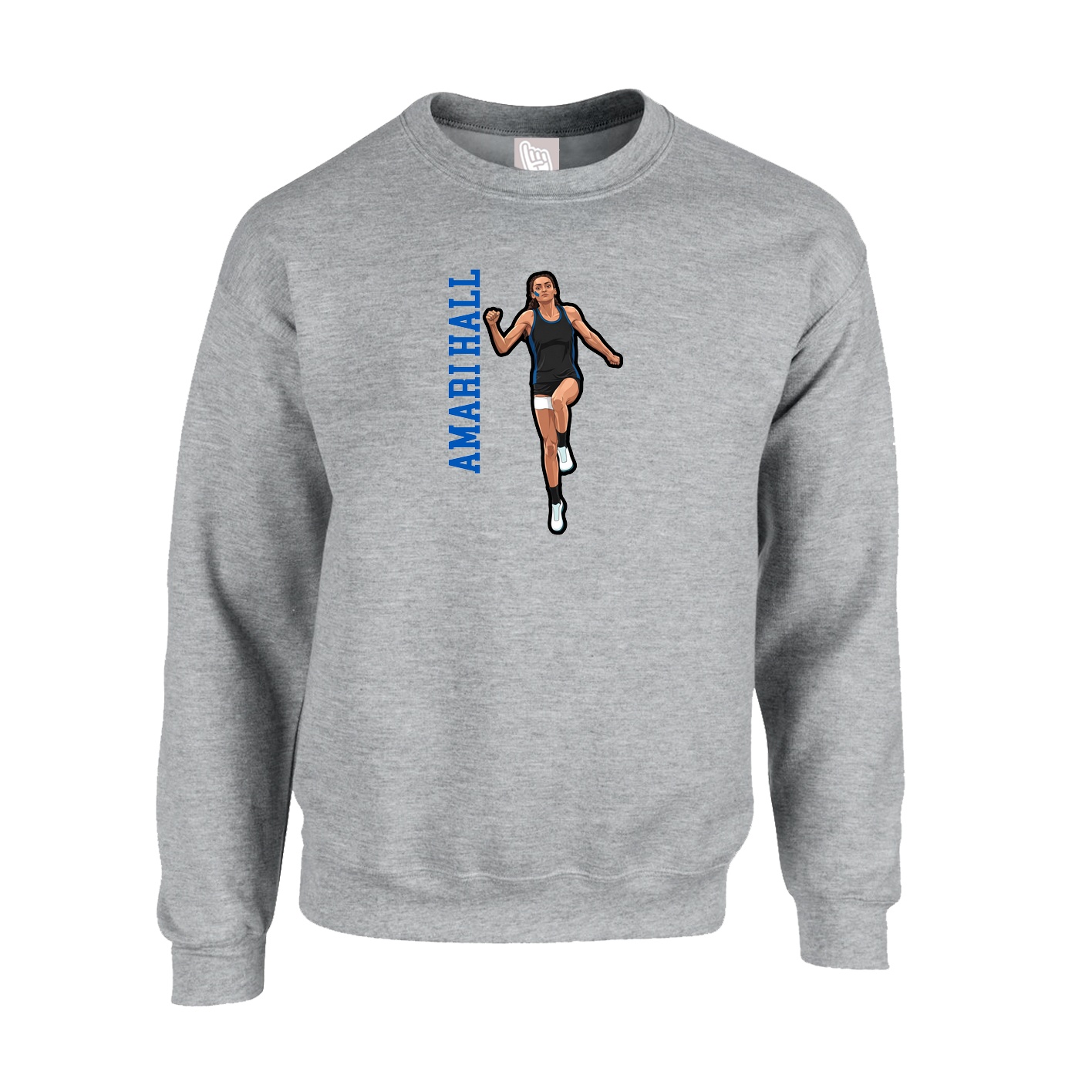 Fleece Crew — Name Vertical in Grey