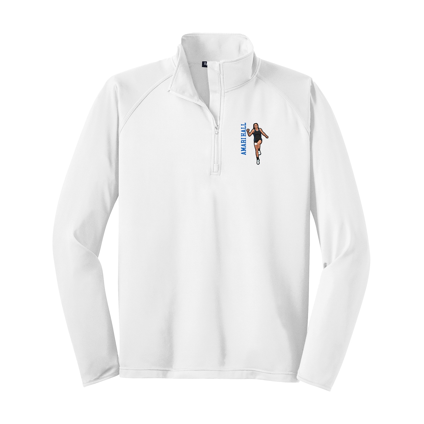 Q-Zip Pullover — Name Vertical in White