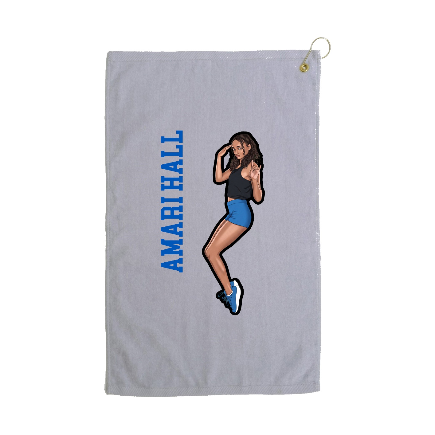Golf Towel — Name Vertical in Grey
