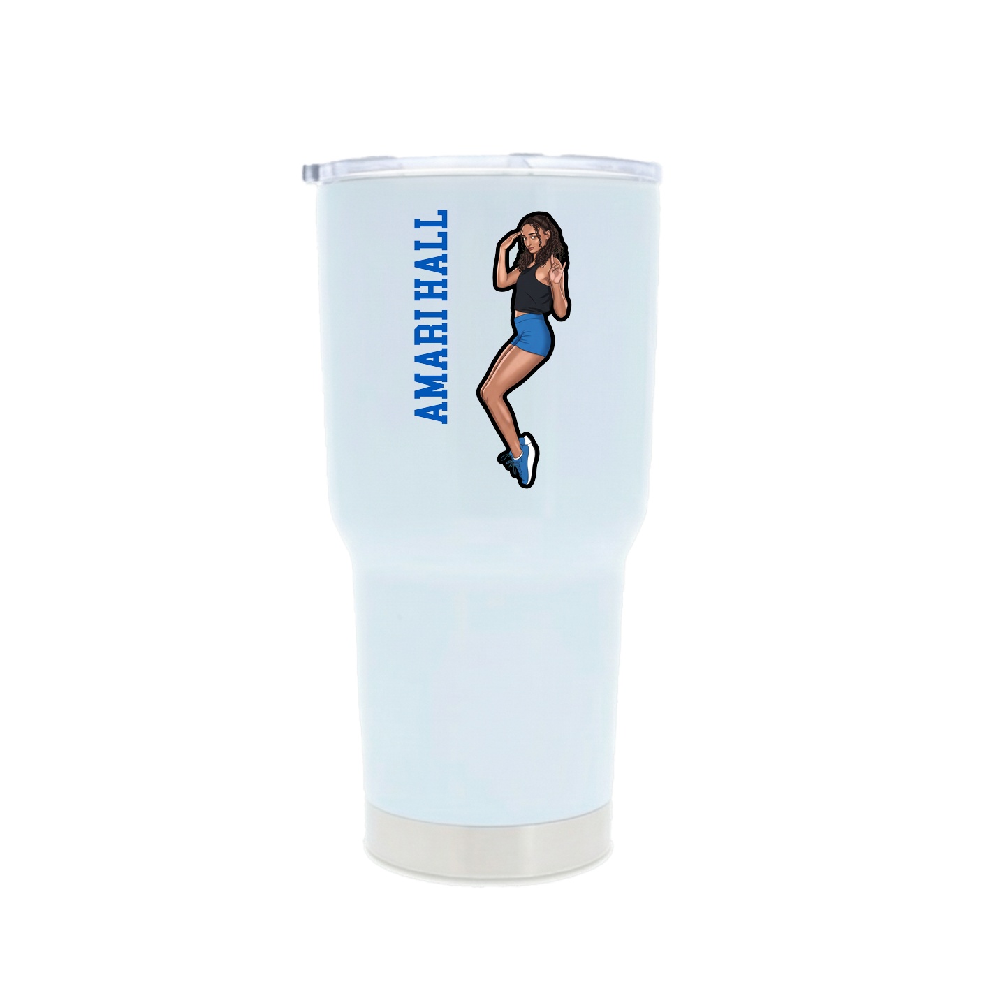 30oz Stainless Steel Tumbler — Name Vertical in White