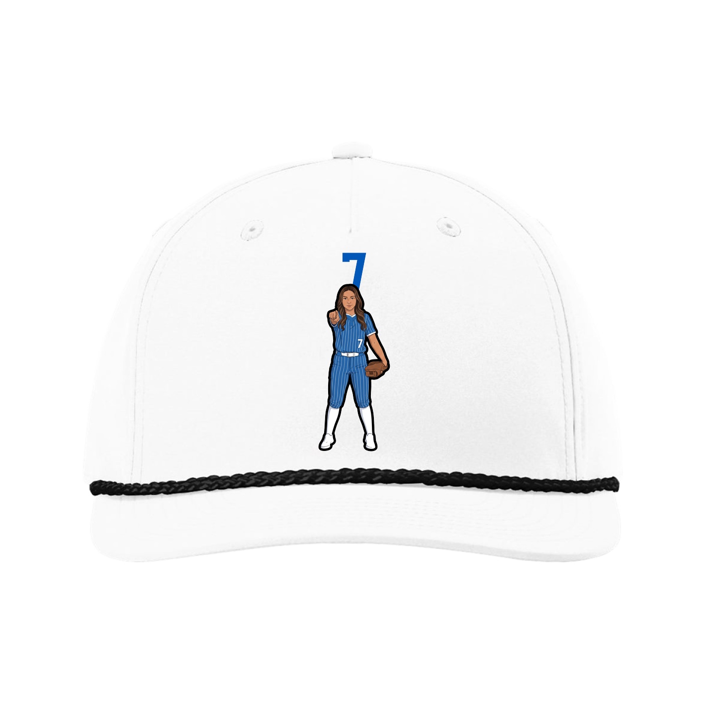 Five-Panel Classic Rope Cap — Number Top in White