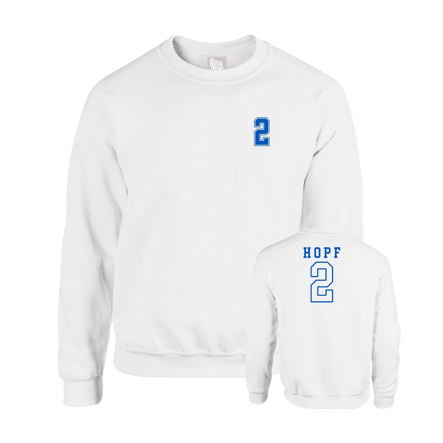 Fleece Crew — Chest Back in White