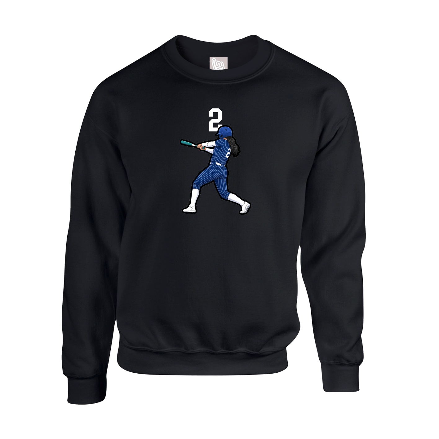 Fleece Crew — Number Top in Black