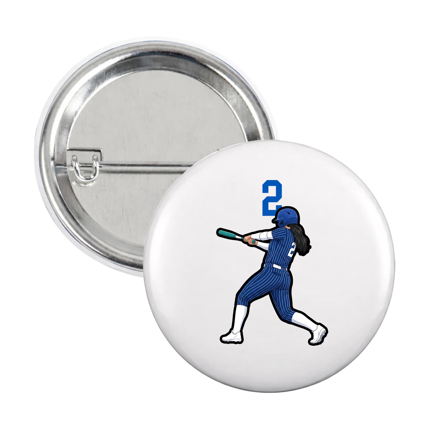 Game Day Button — Number Top in White