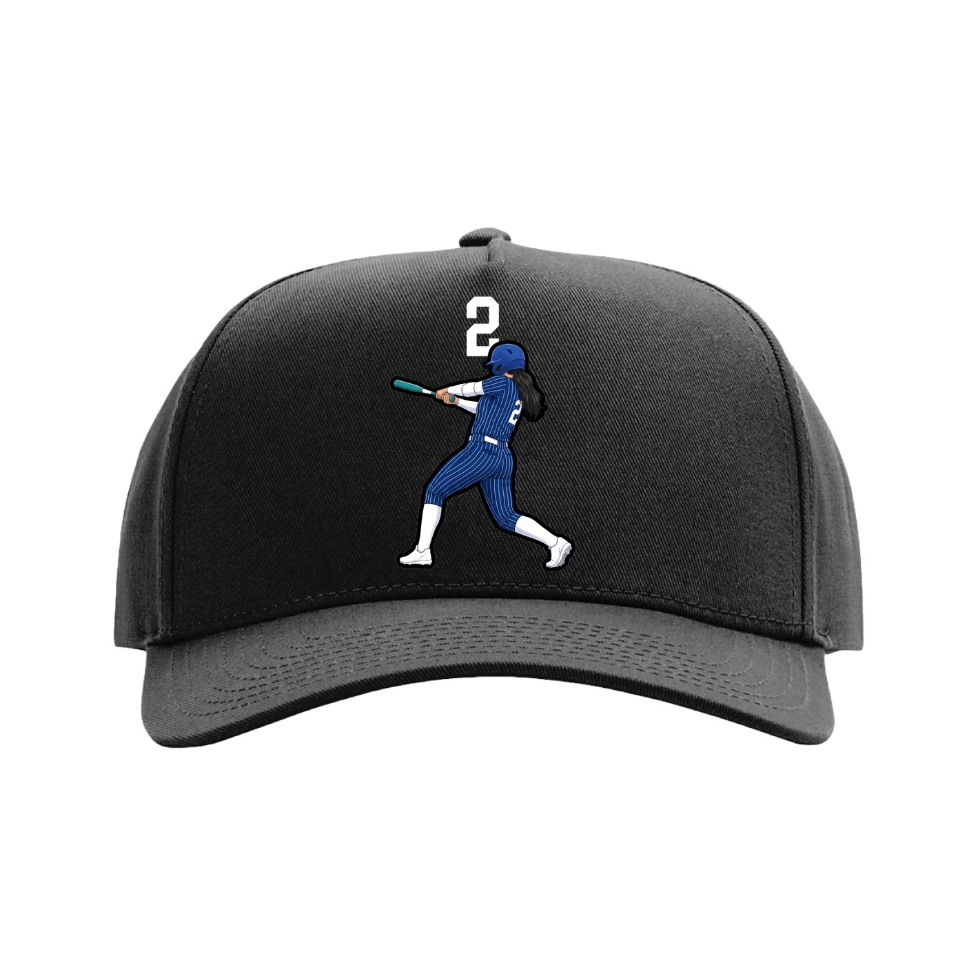 Full Fabric Five-Panel Champ Cap — Number Top in Black