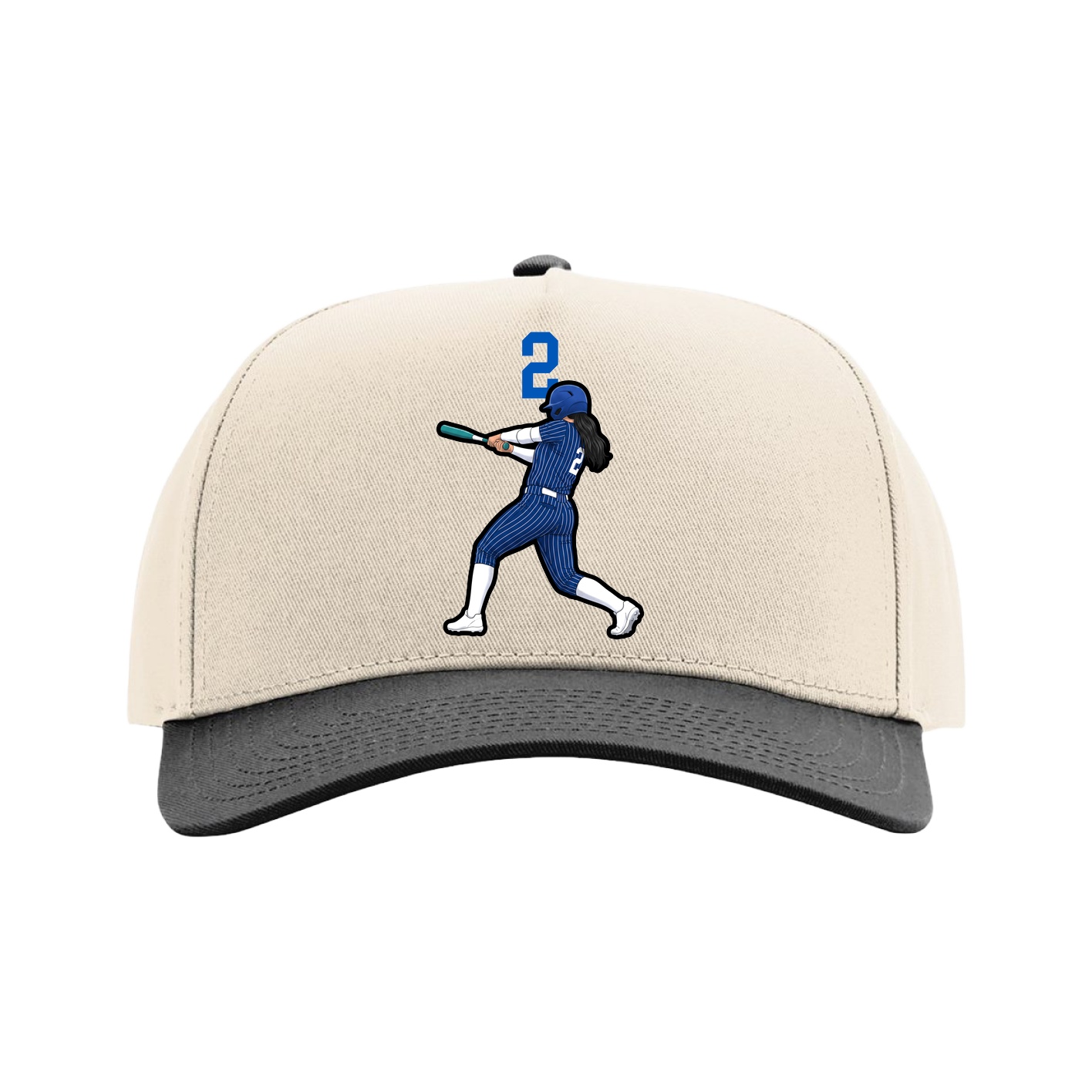 Full Fabric Five-Panel Champ Cap — Number Top in Cream/Black