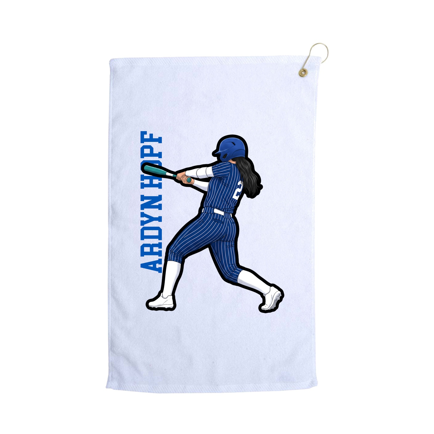 Golf Towel — Name Vertical in White