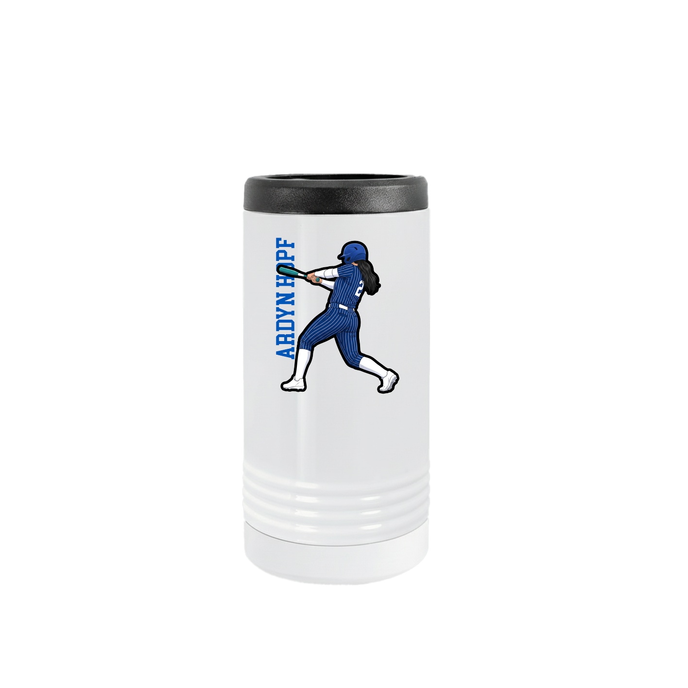 Slim Beverage Holder — Name Vertical in White